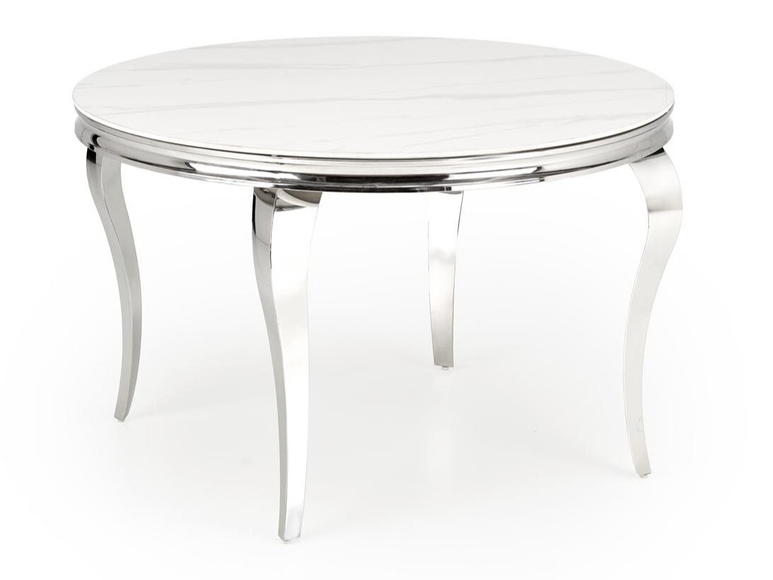 Mesa Houston 1813 (Marmore branco + Prateado)