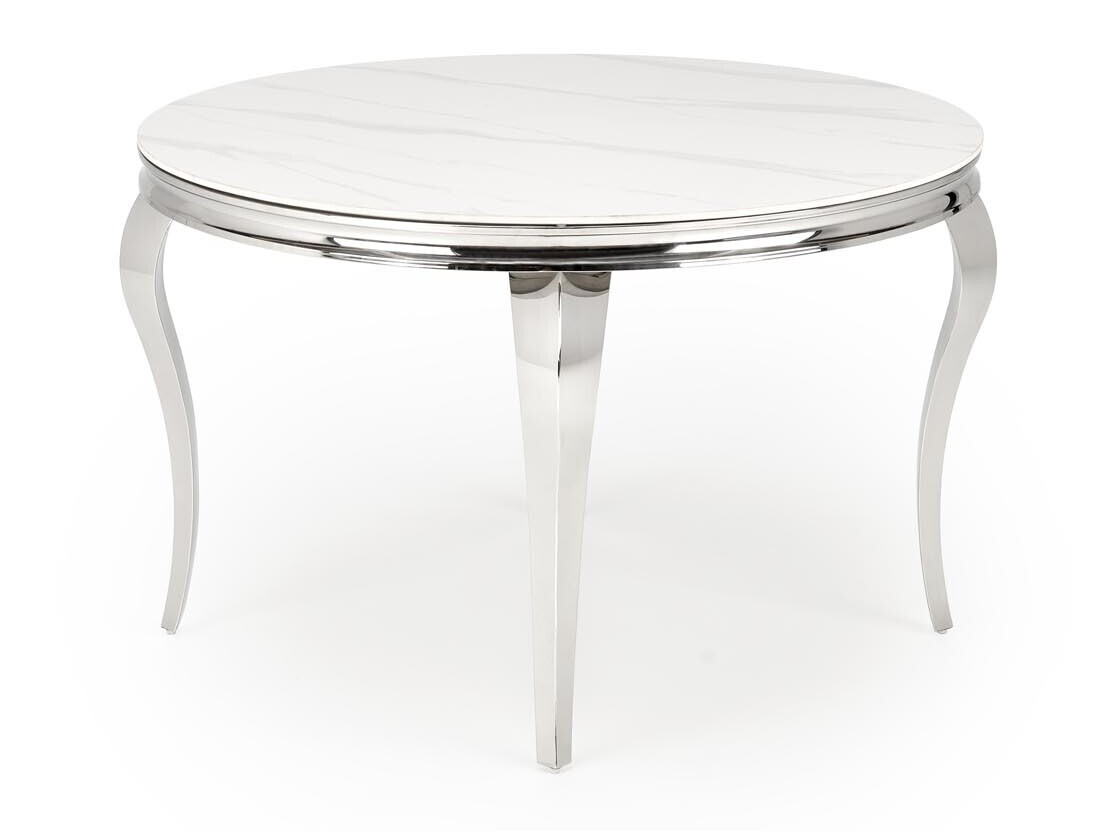 Mesa Houston 1813 (Marmore branco + Prateado)