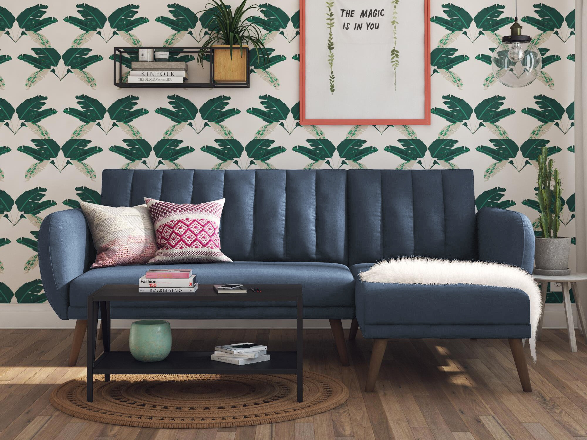 Sofá de canto Novogratz 140 (Azul escuro)