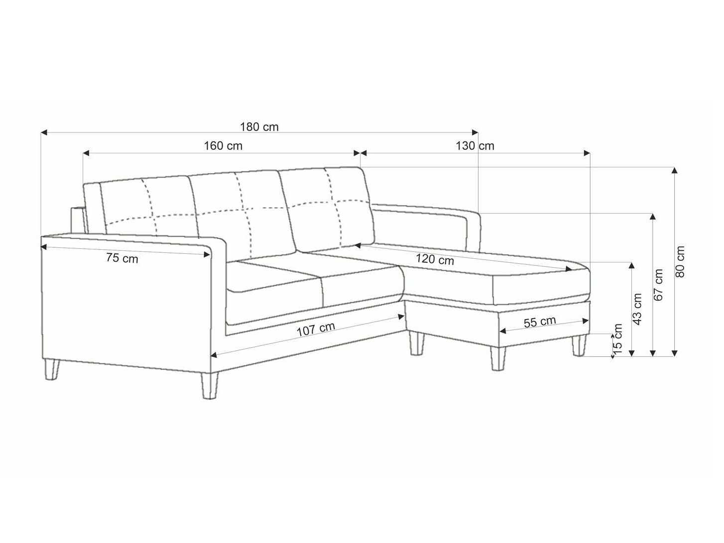 Conjunto de mobiliário com estofo Houston 1825 (Cinzento)