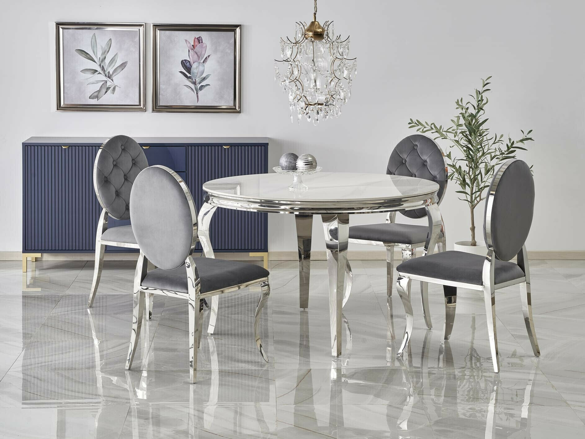 Conjunto para refeições Houston 1828 (Marmore branco + Cinzento)