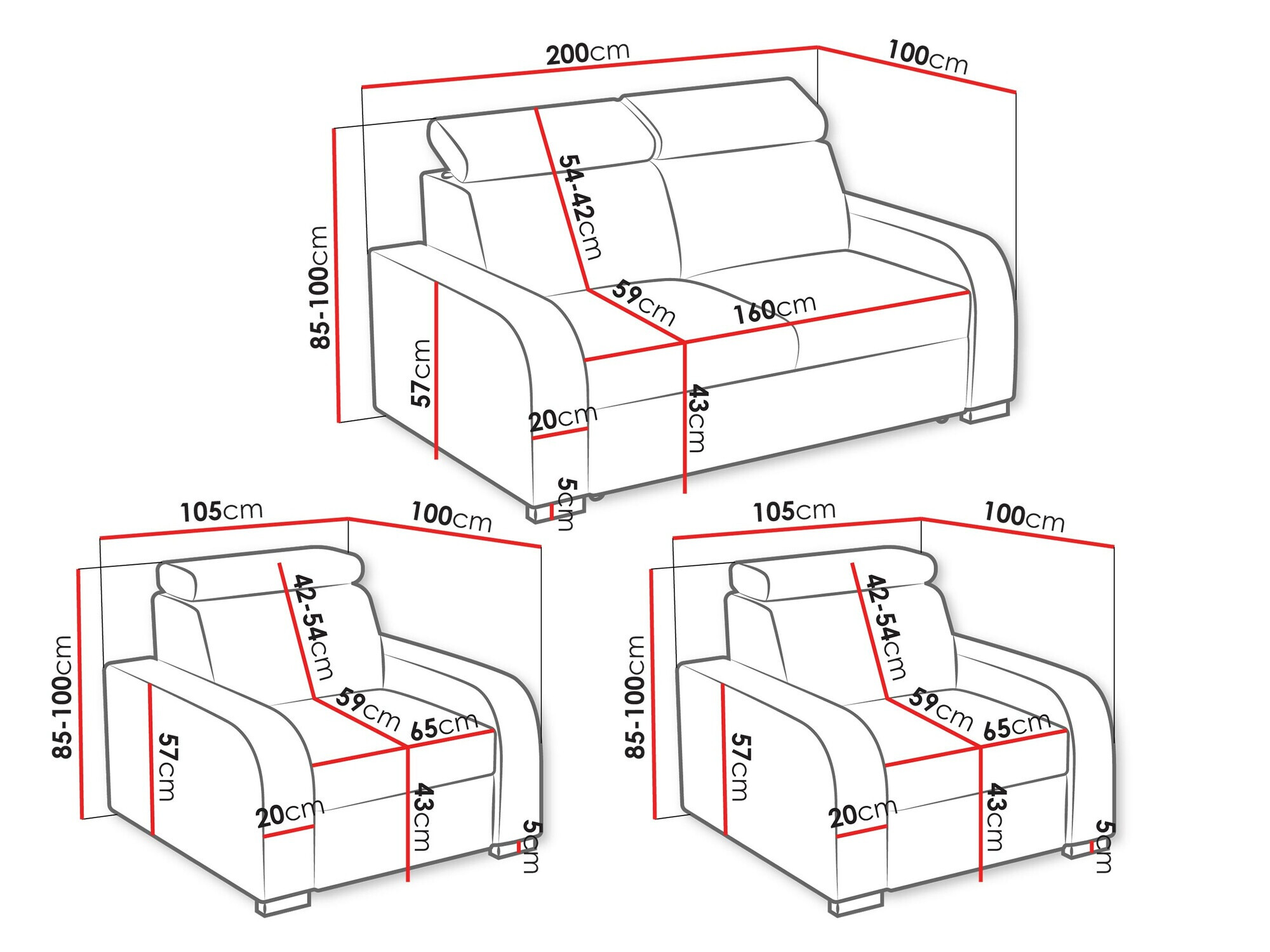Conjunto de mobiliário estofado Etrcala 106 (Crown 17)