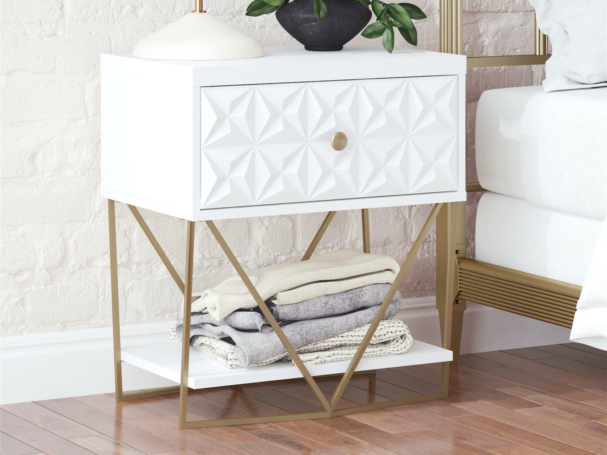 Mesa de cabeceira CosmoLiving by Cosmopolitan 162 (Branco)