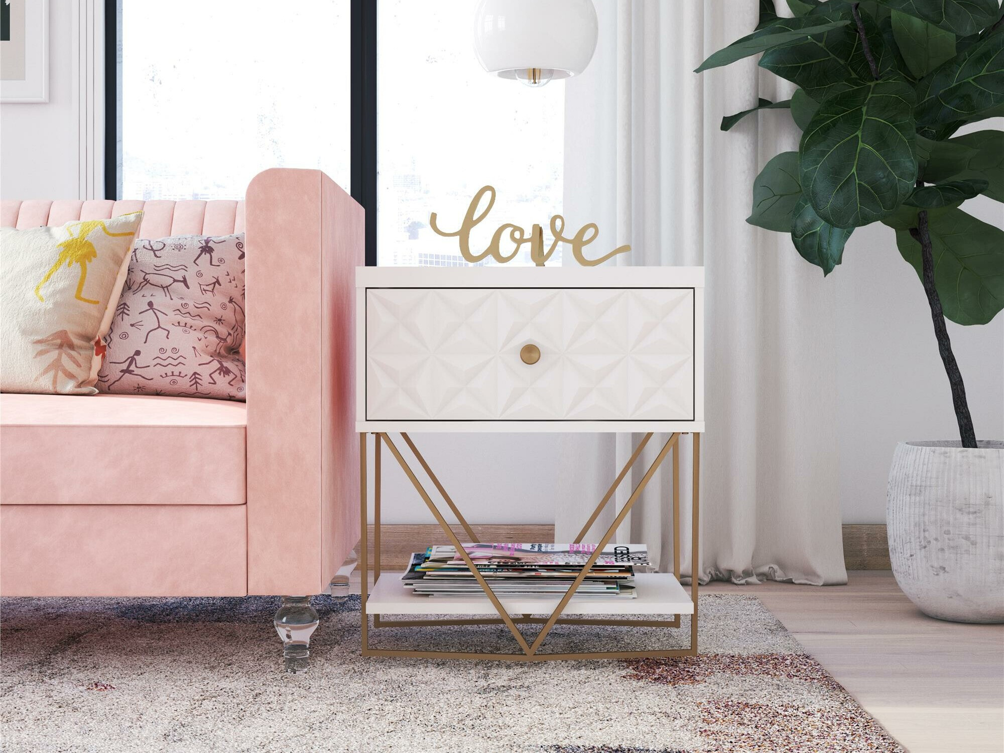 Mesa de cabeceira CosmoLiving by Cosmopolitan 162 (Branco)