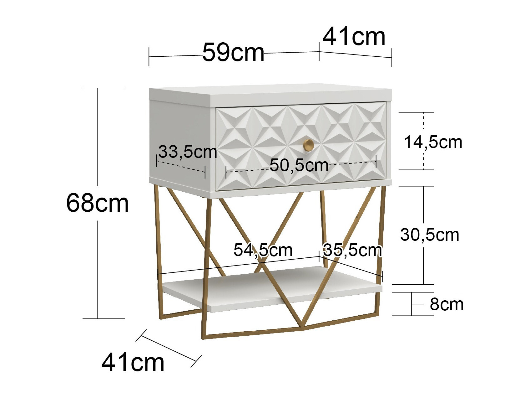 Mesa de cabeceira CosmoLiving by Cosmopolitan 162 (Branco)
