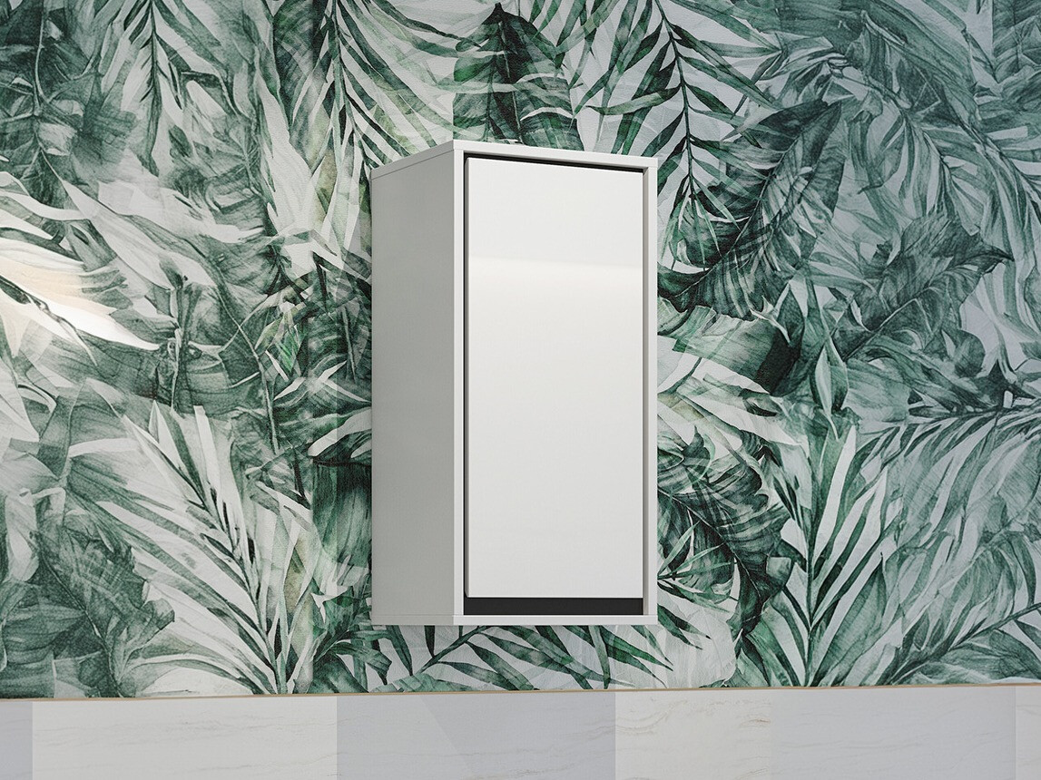 Armário montado na parede para casa de banho Tecavu 100 (Branco brilhante + Branco)