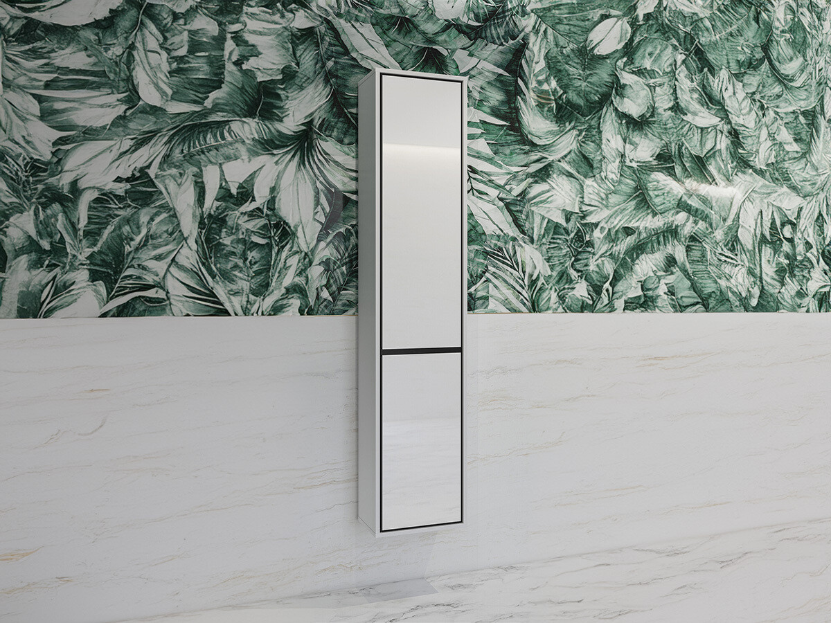 Armário montado na parede para casa de banho Tecavu 101 (Branco brilhante + Branco)