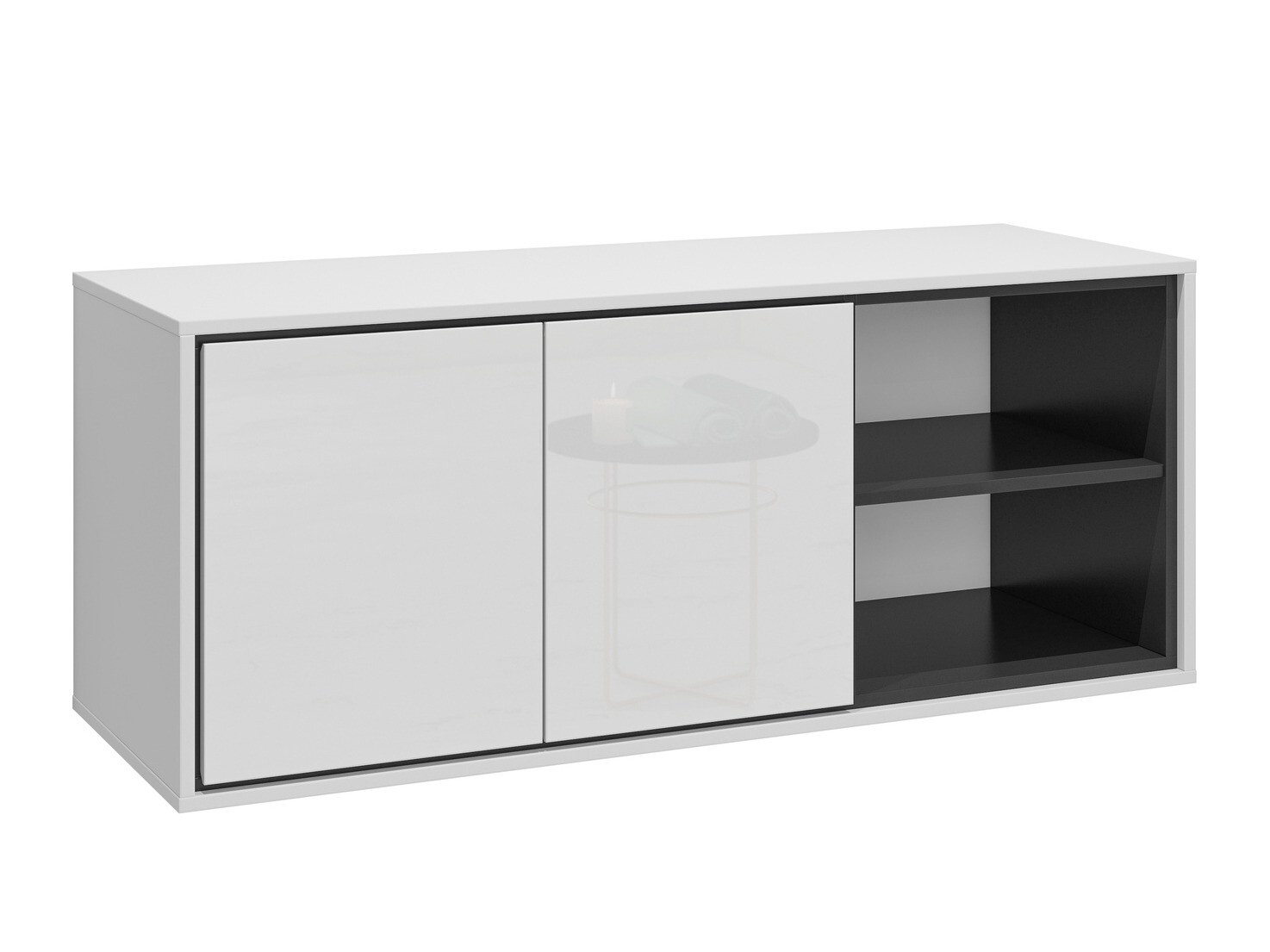 Armário montado na parede para casa de banho Tecavu 104 (Branco brilhante + Branco)