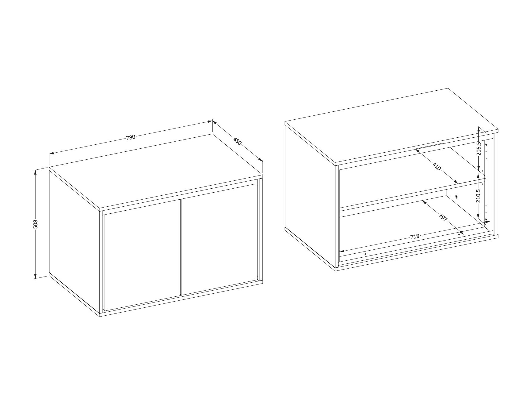 Armário suspenso para casa de banho para lavatório Tecavu 103 (Branco brilhante + Branco)
