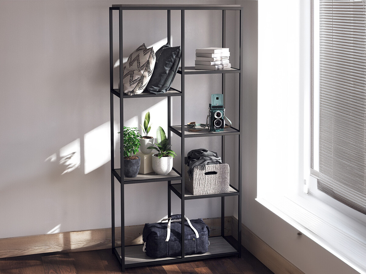 Estante Tulsa 558 (Carvalho cinza + Preto)