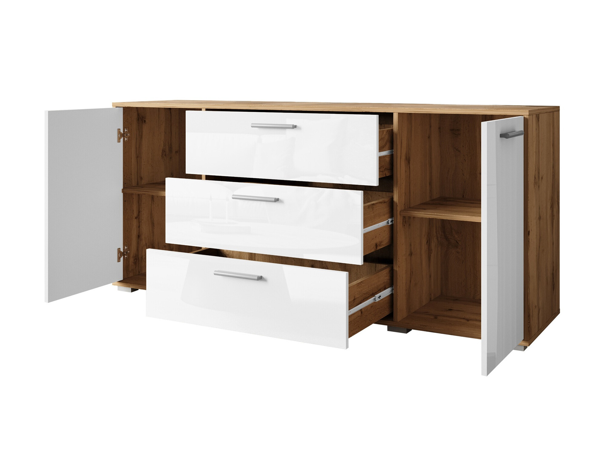 Cómoda Sarasota 174 (Branco + Branco brilhante)