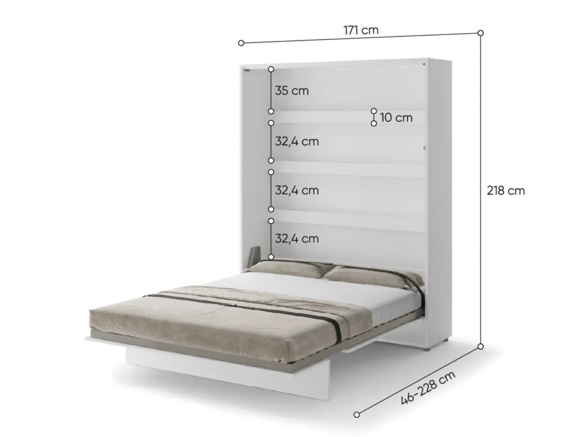 Cama rebatível Concept Pro Lenart Levfere 102 (Branco + Branco brilhante)