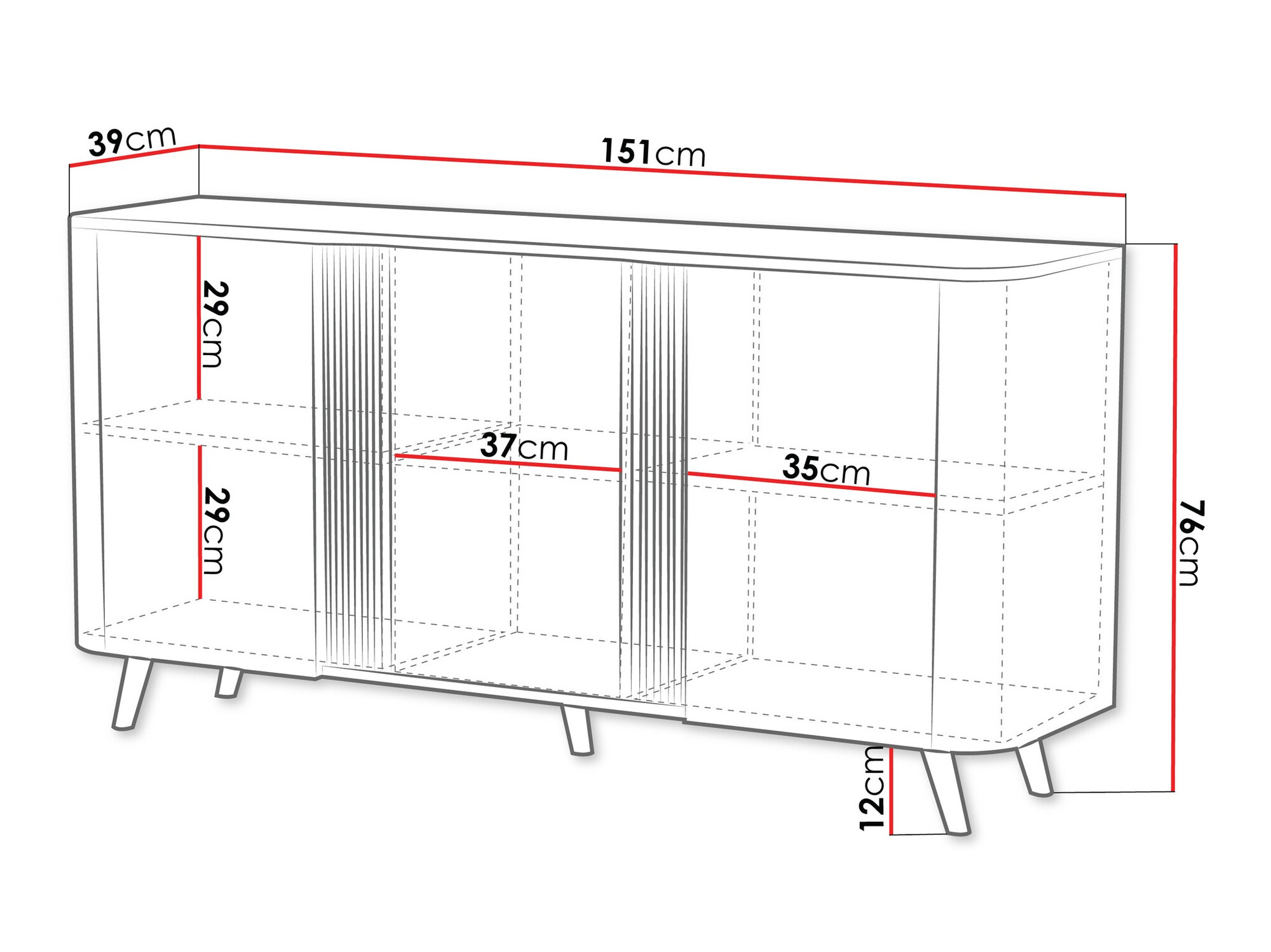 Aparador Charlotte 201 (Caxemira + Preto)