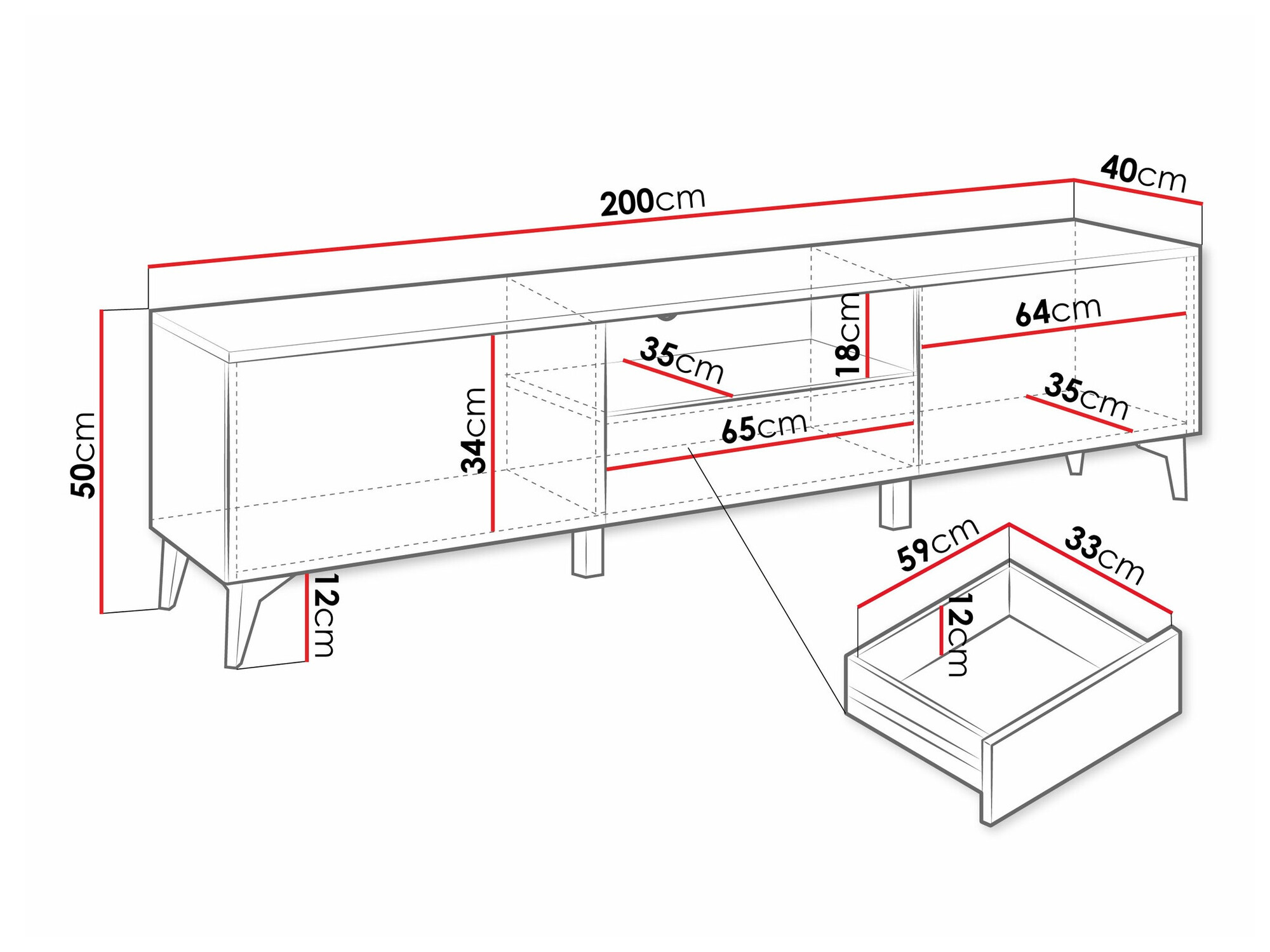 Móvel de TV Comfivo 490 (Branco + Branco brilhante)