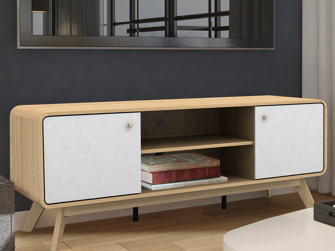 Móvel de TV Elbtena 107 (Carvalho + Branco)