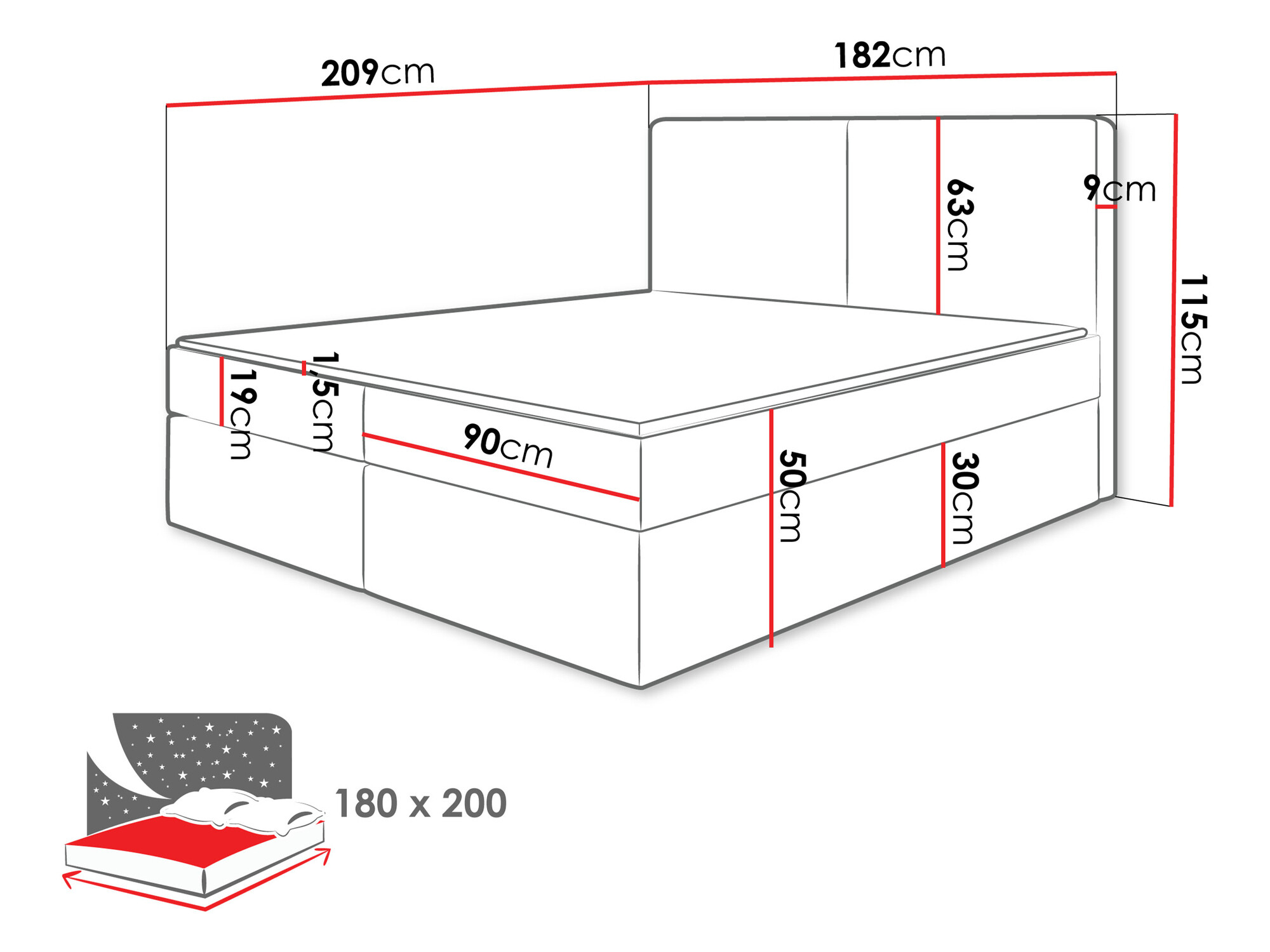 Cama continental Zanesville 100 (Manila 18)