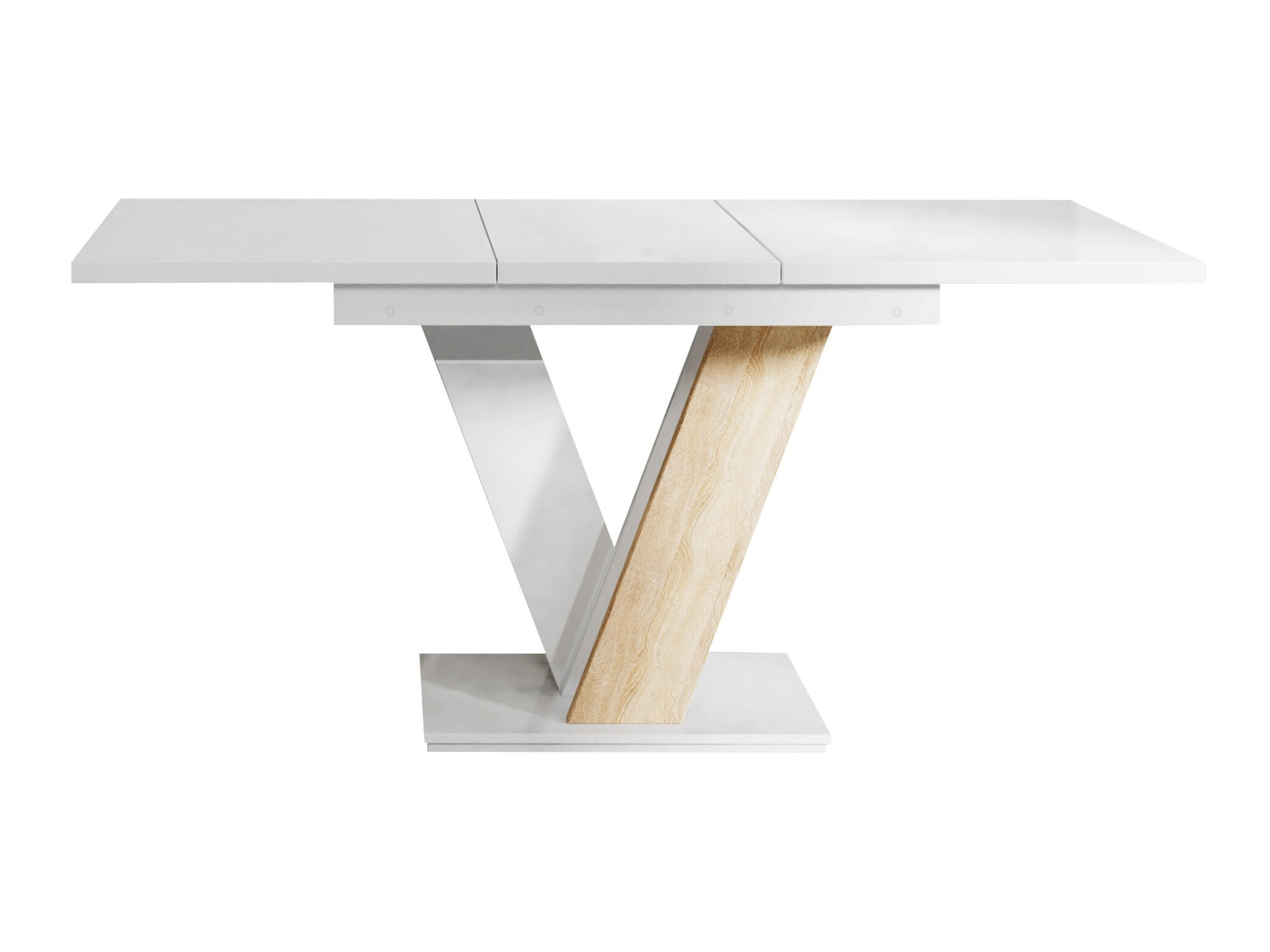 Mesa Musus (Branco brilhante + Carvalho sonoma)