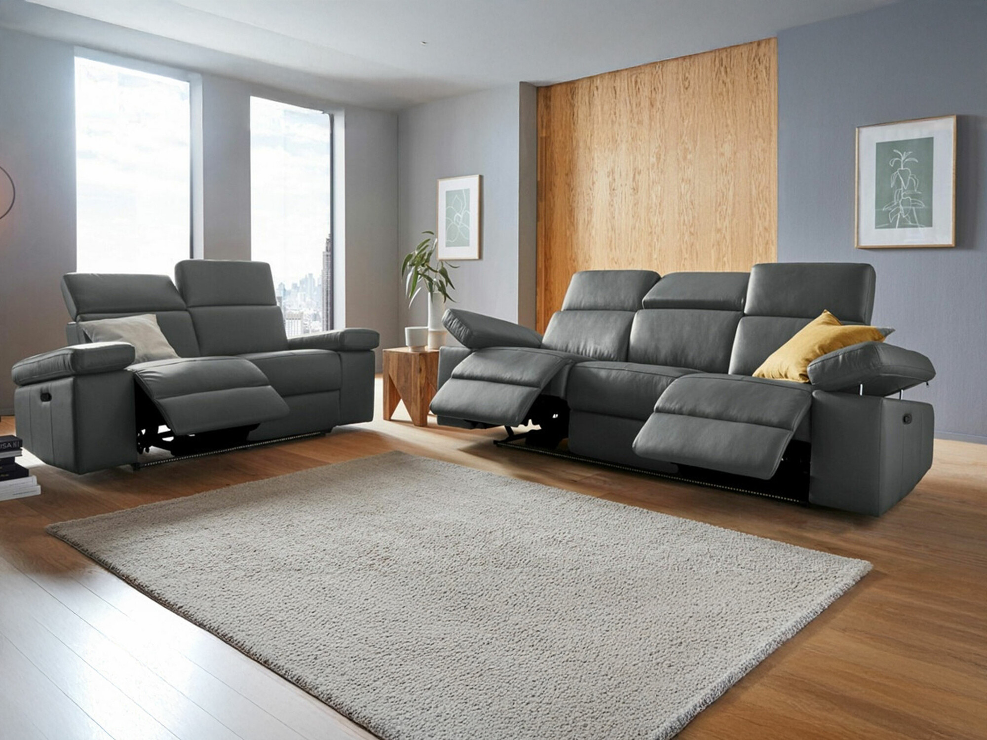 Conjunto de mobiliário com estofo Denton 726 (Cinzento)