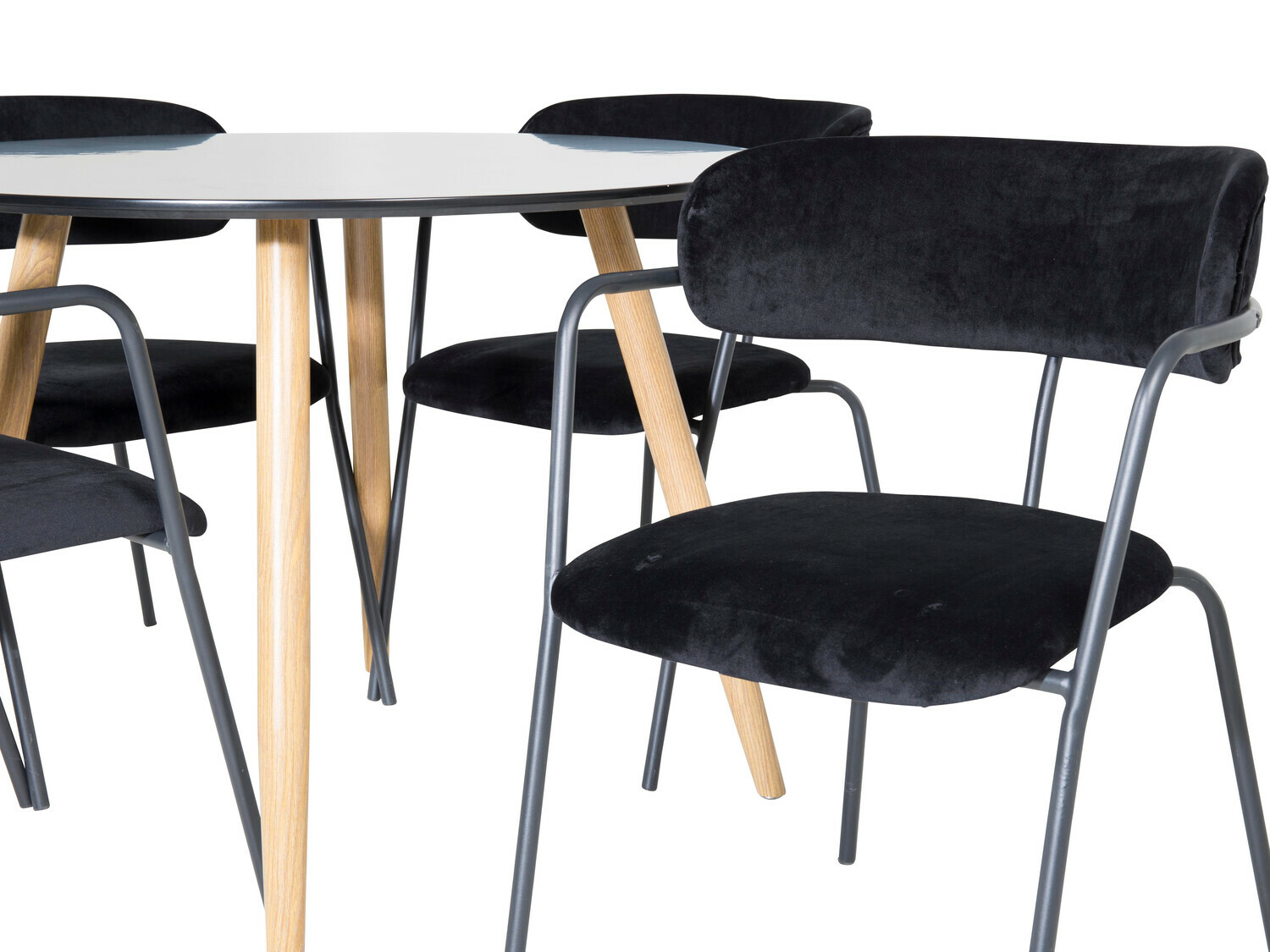 Conjunto para refeições Dallas 285 (Preto brilhante + Carvalho)