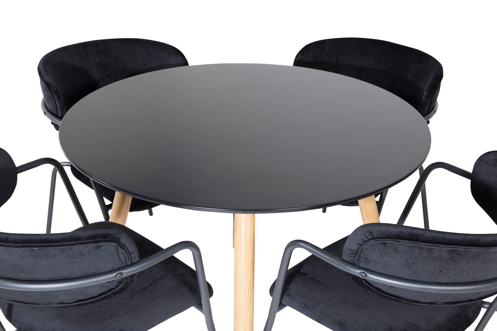 Conjunto para refeições Dallas 285 (Preto brilhante + Carvalho)