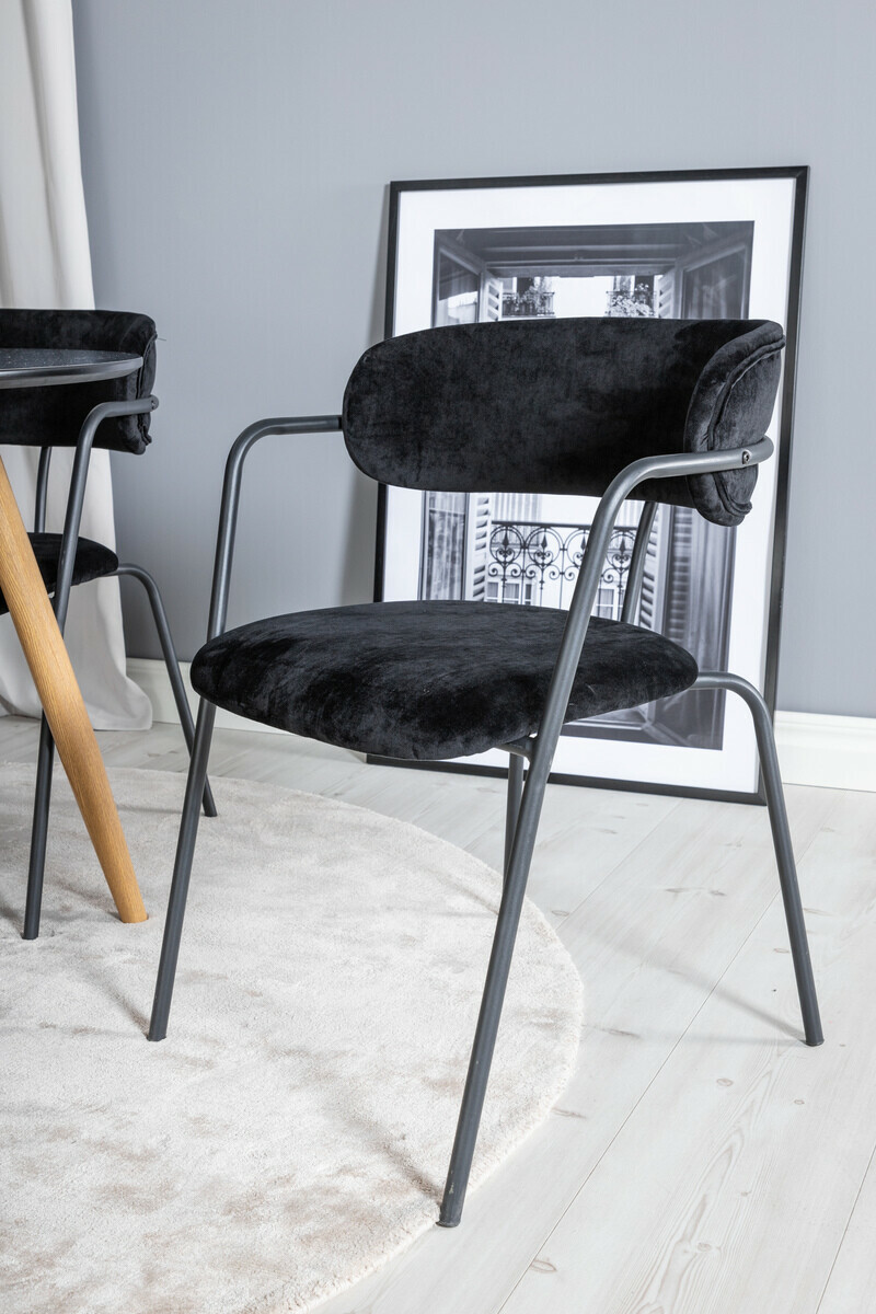 Conjunto para refeições Dallas 285 (Preto brilhante + Carvalho)