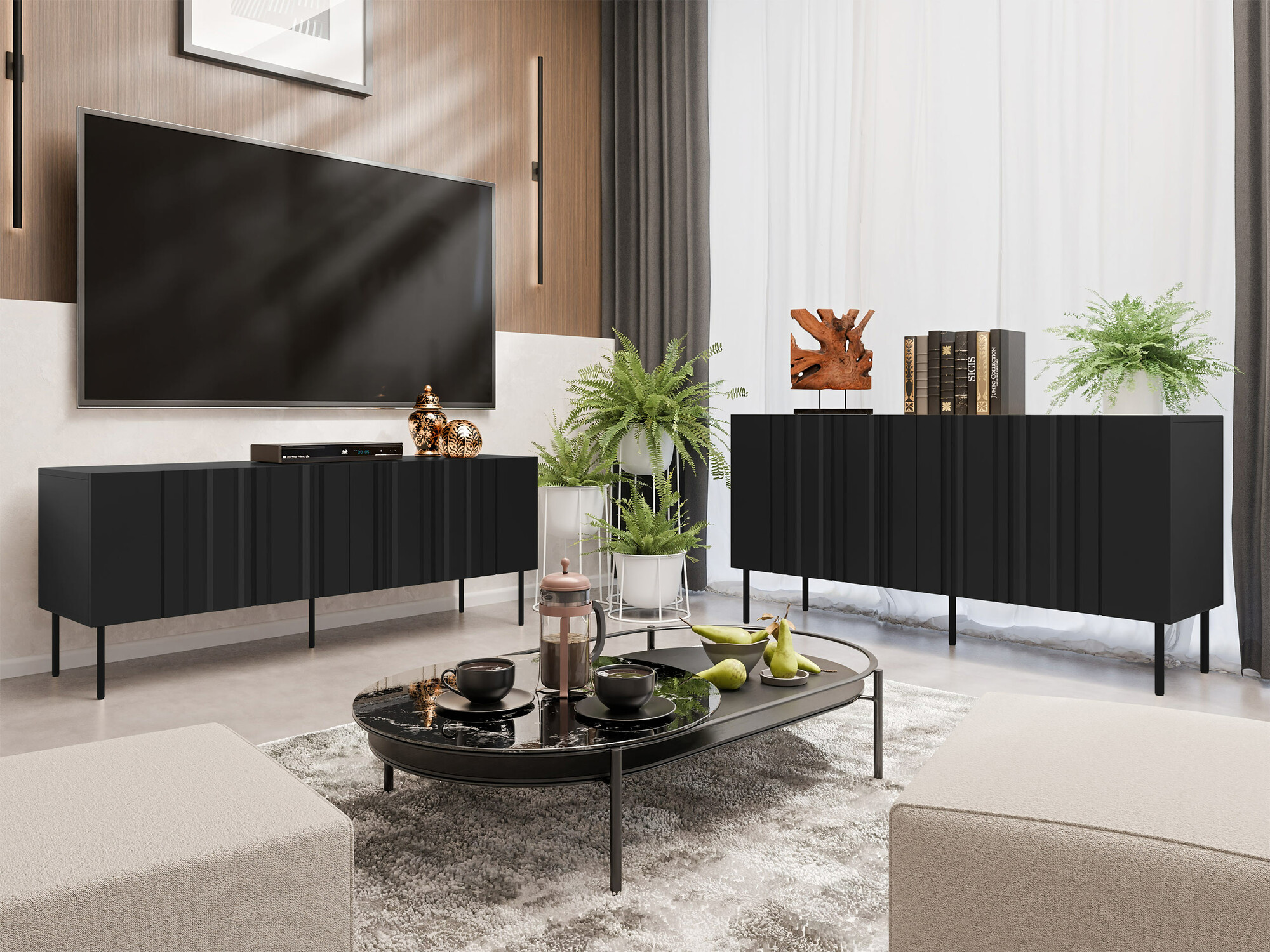 Conjunto para sala de estar Evavese 105 (Preto)
