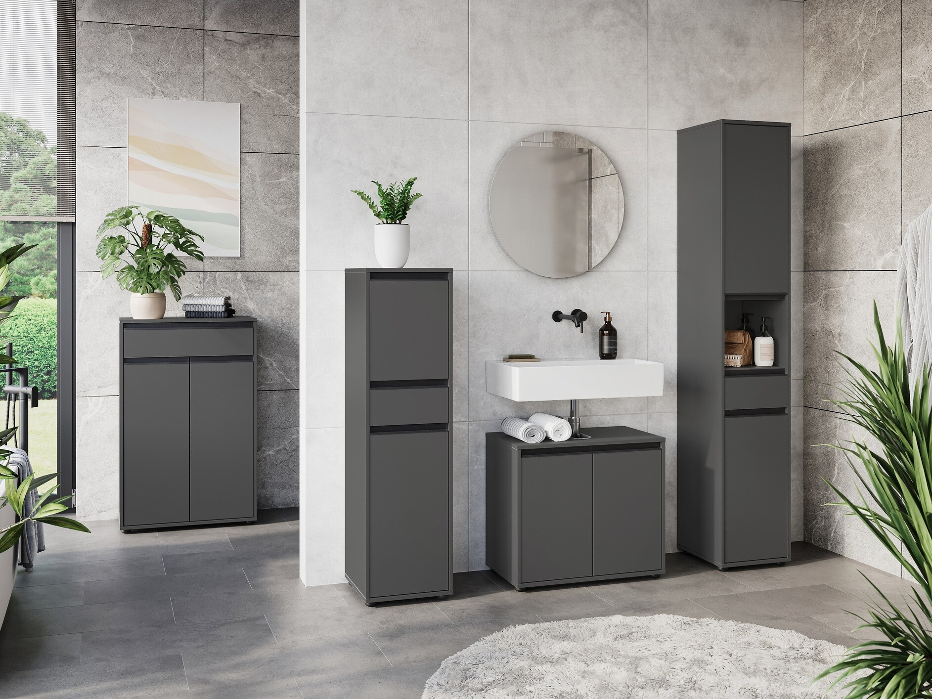 Armário colocado para casa de banho Tensona 101 (Grafite)