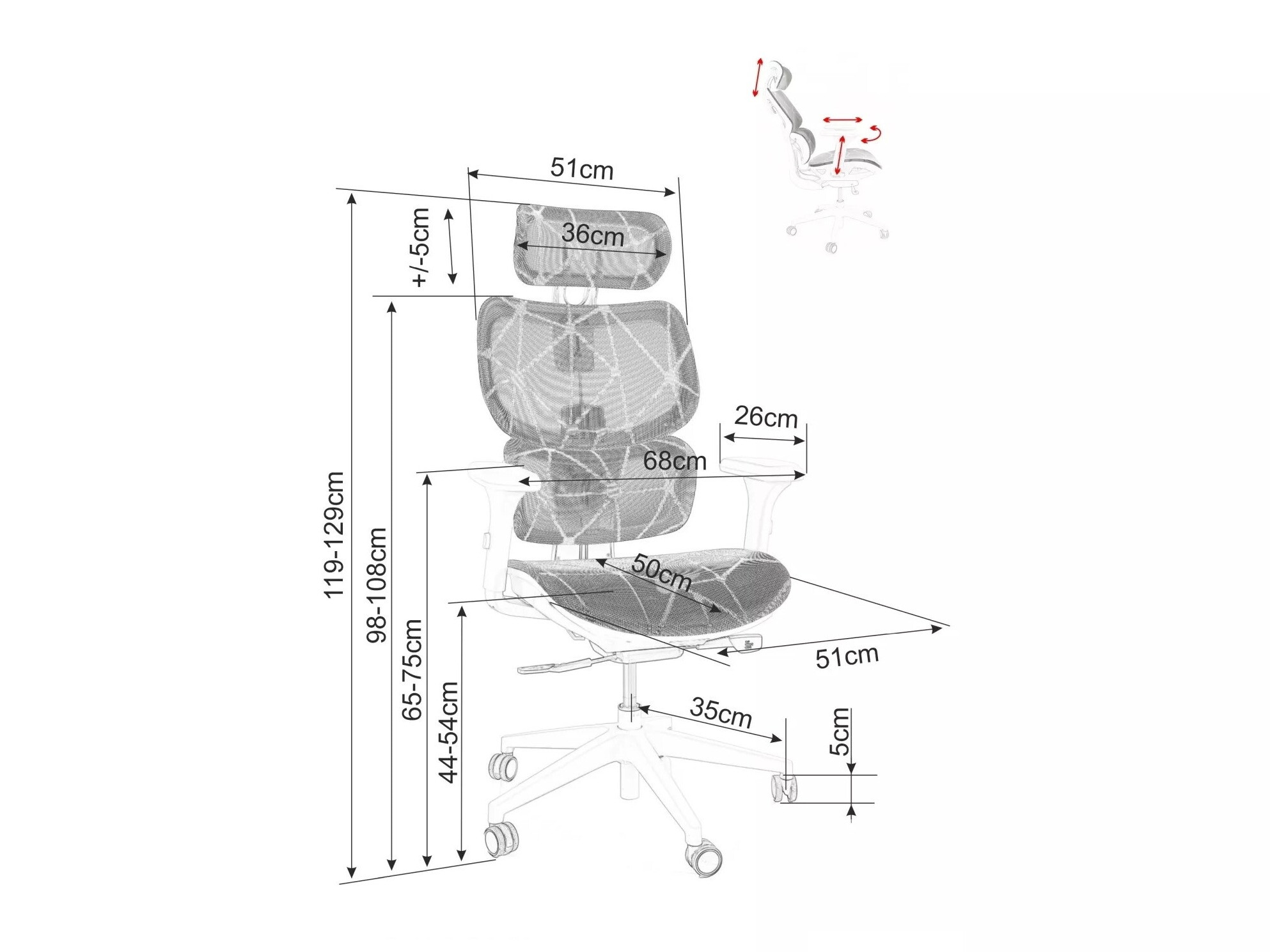 Cadeira de escritório Detroit 514 (Preto)