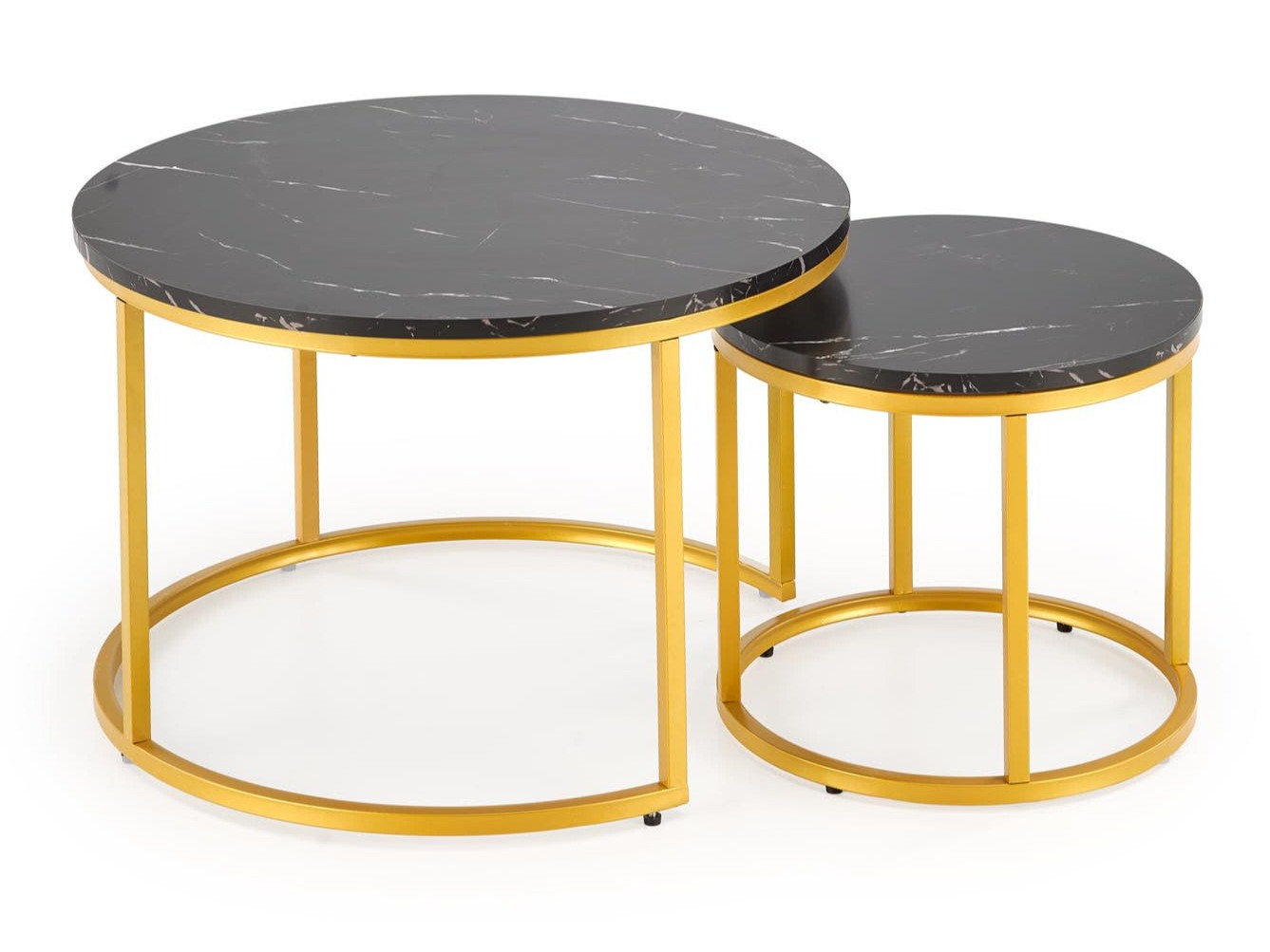 Conjunto de mesa de centro Houston 2213 (Mármore preto + Dourado)