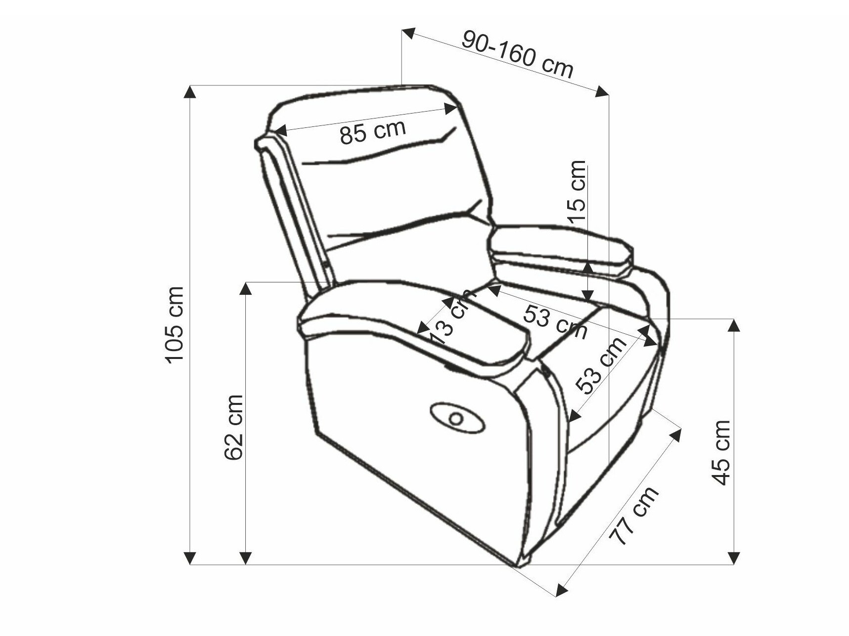 Poltrona reclinável Houston 1856 (Cinzento)