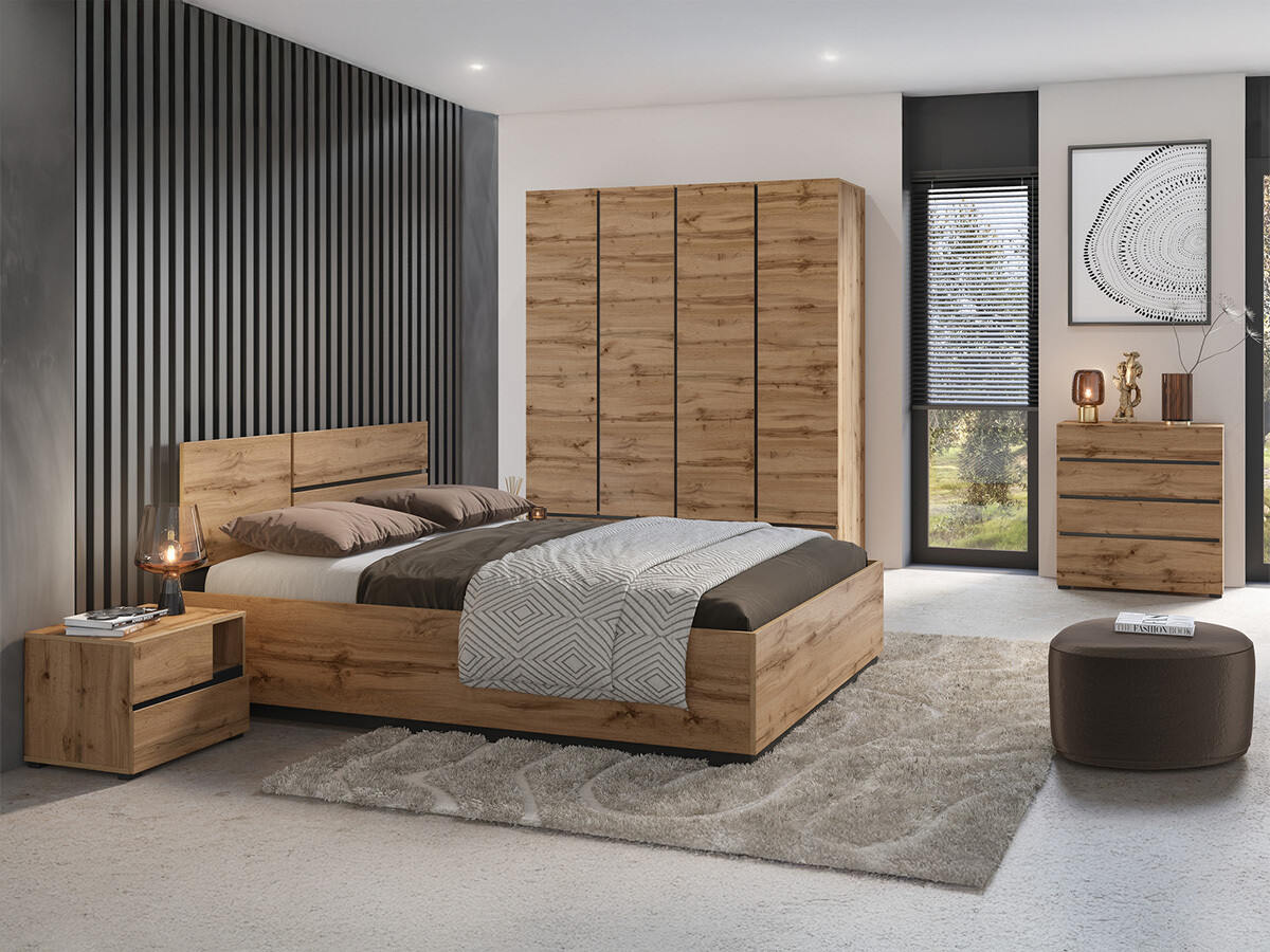 Conjunto para quarto Alfere 124 (Carvalho wotan)