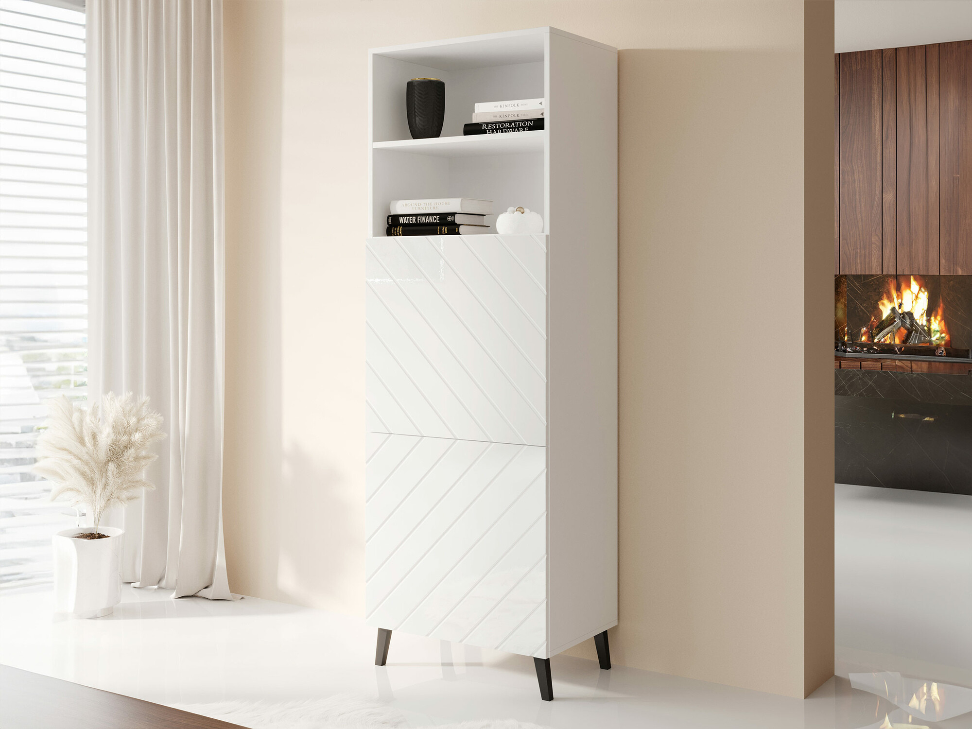 Estante Charlotte 178 (Branco + Branco brilhante)