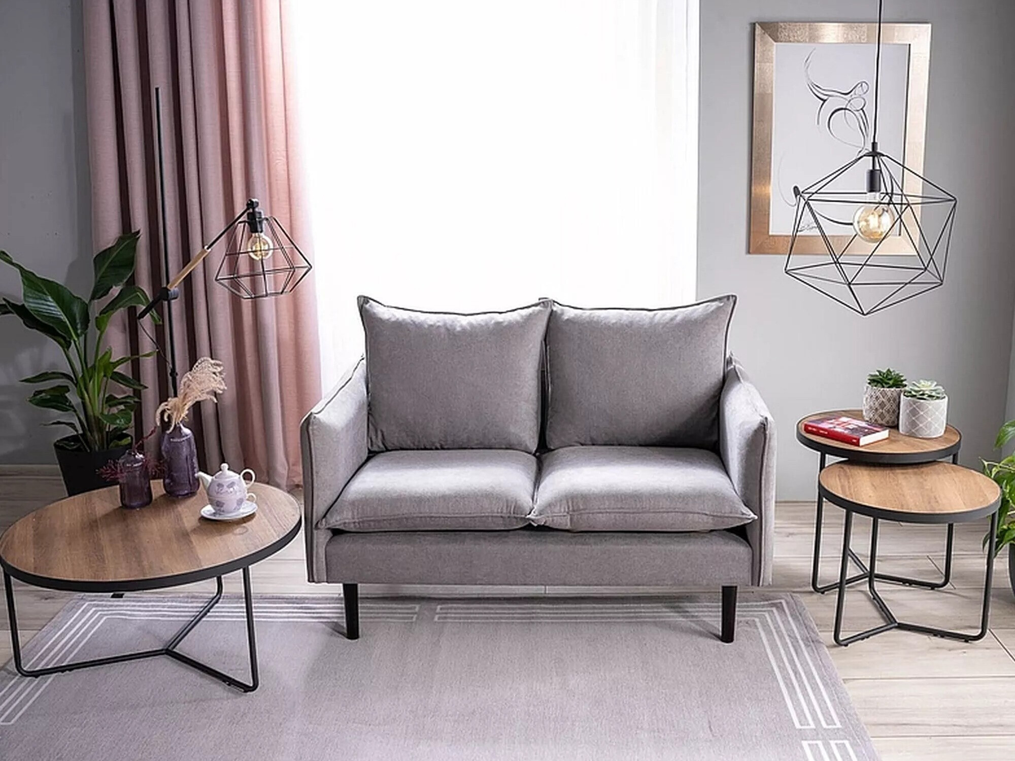 Conjunto de mesa de centro Detroit 570 (Nogueira + Preto)