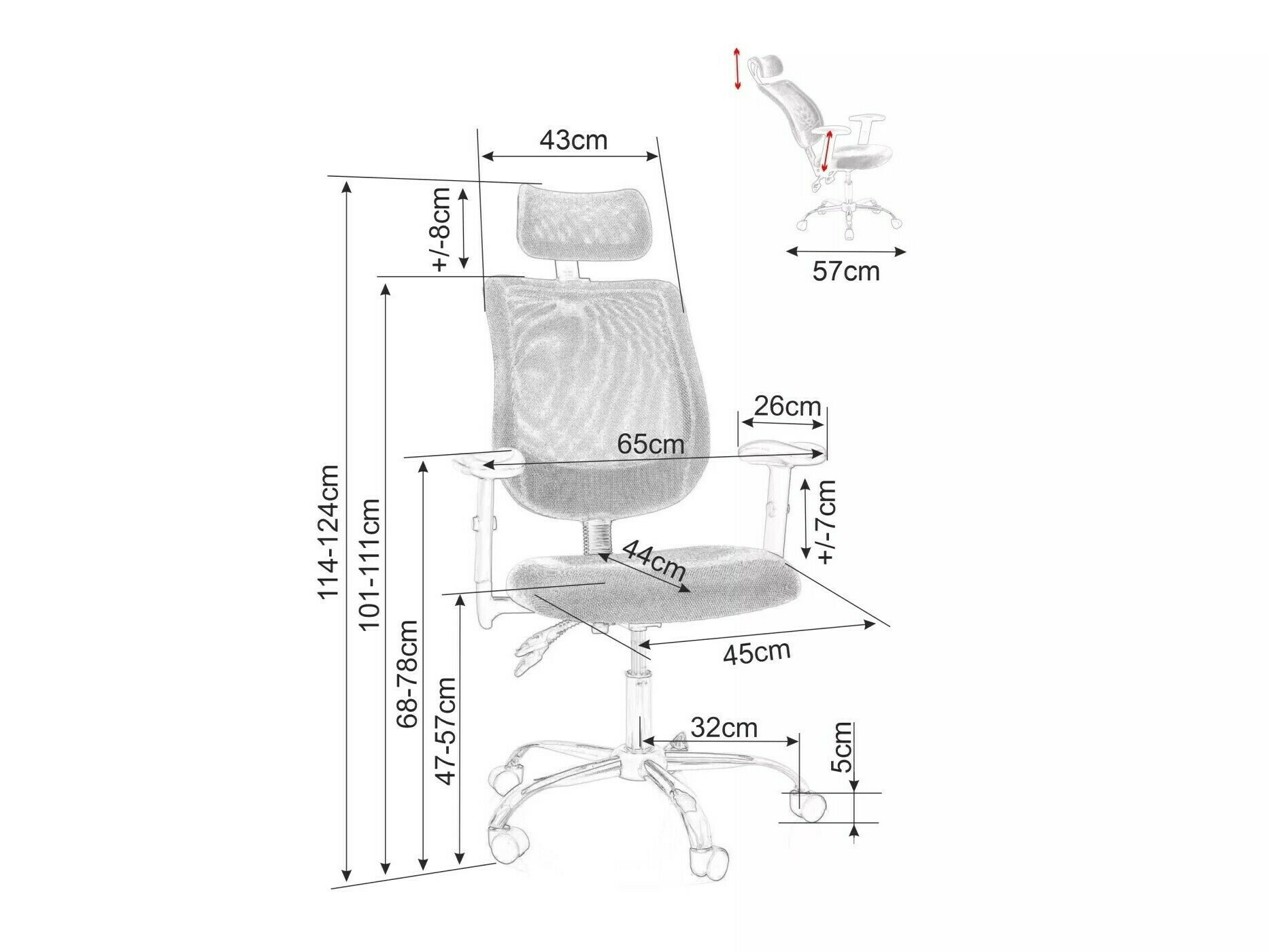 Cadeira de escritório Detroit 581 (Cinzento)