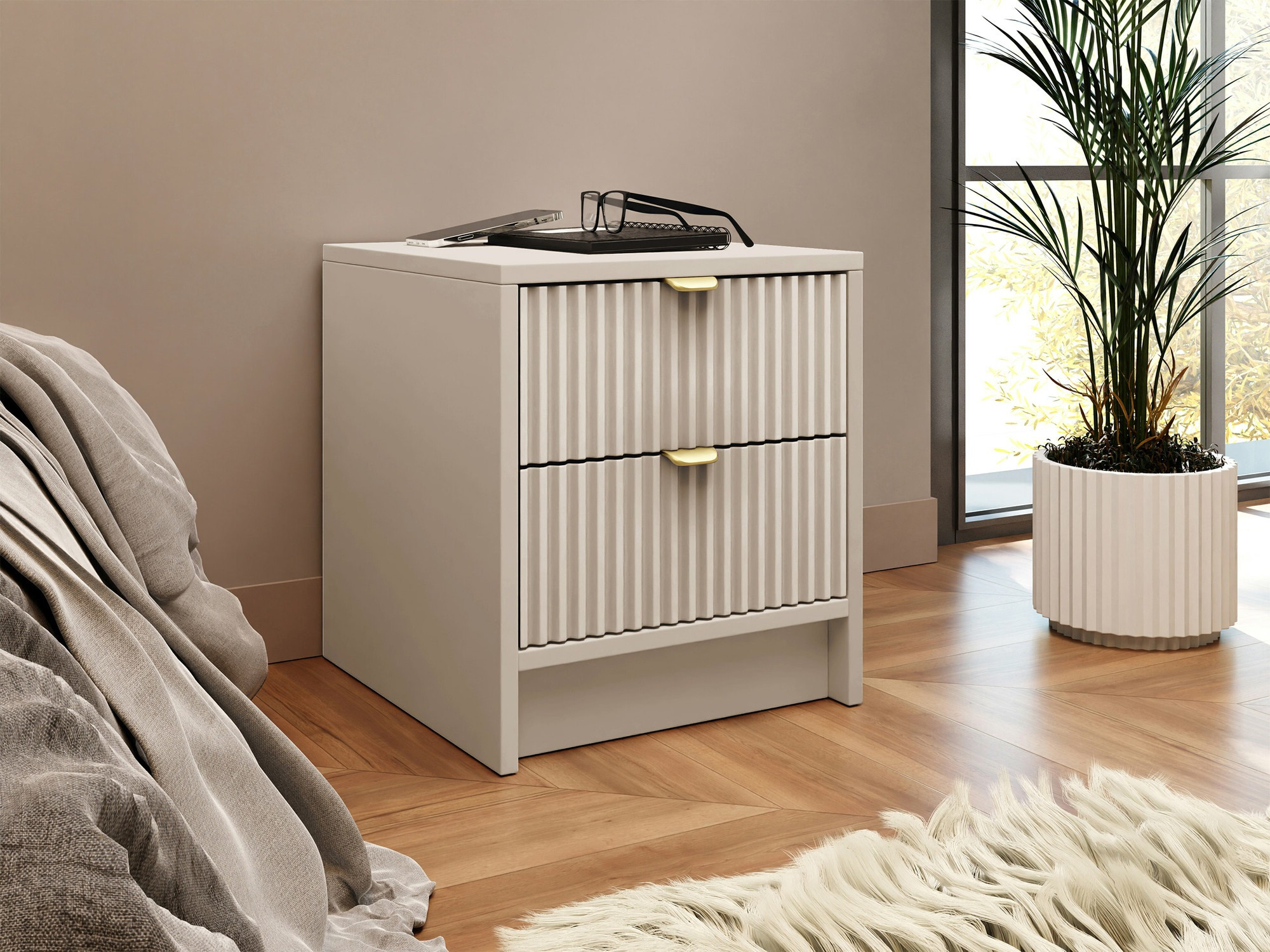 Mesa de cabeceira Comfivo Papilio (Bege)