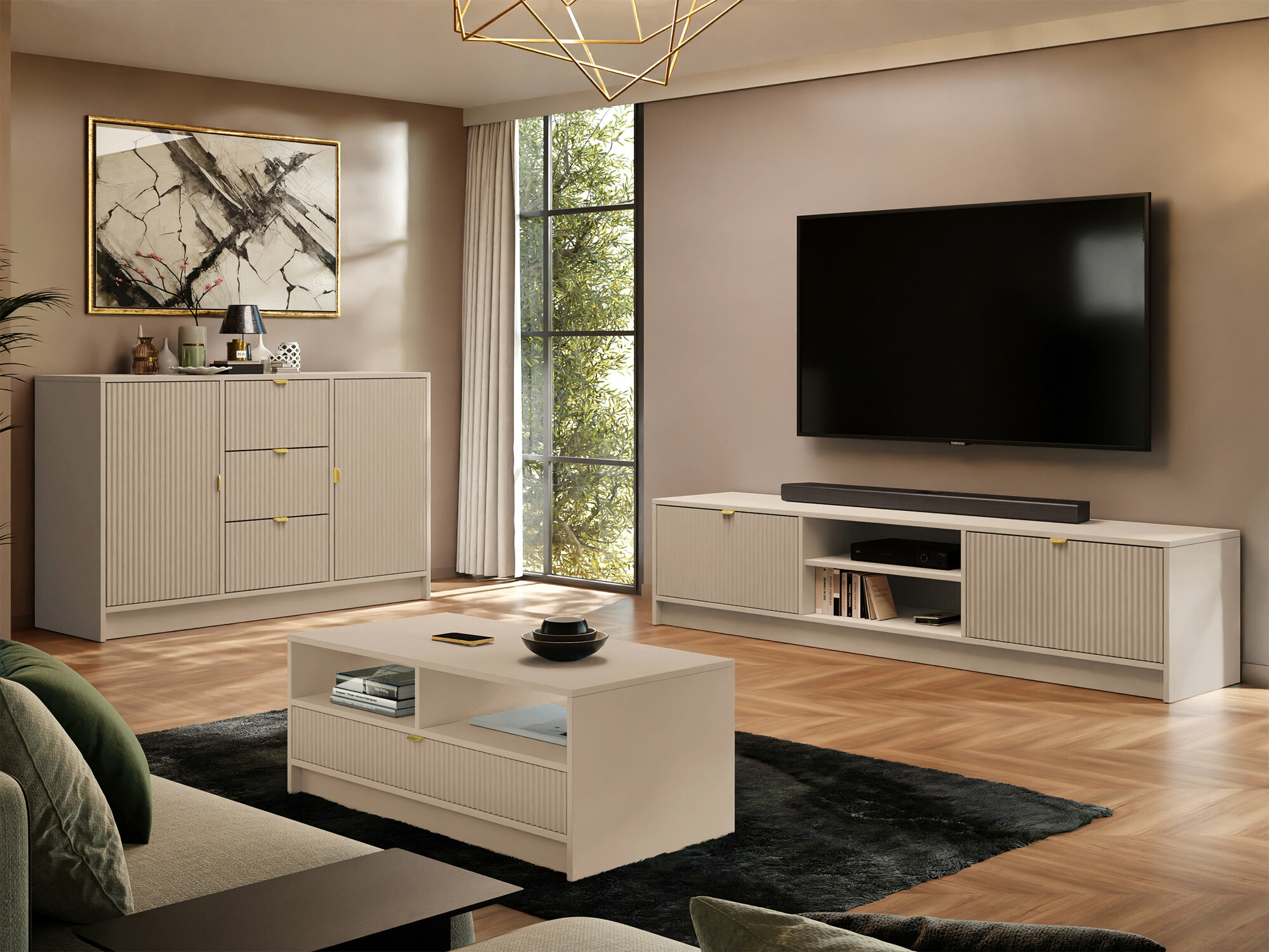 Móvel de TV Comfivo Larmire 104 (Bege)