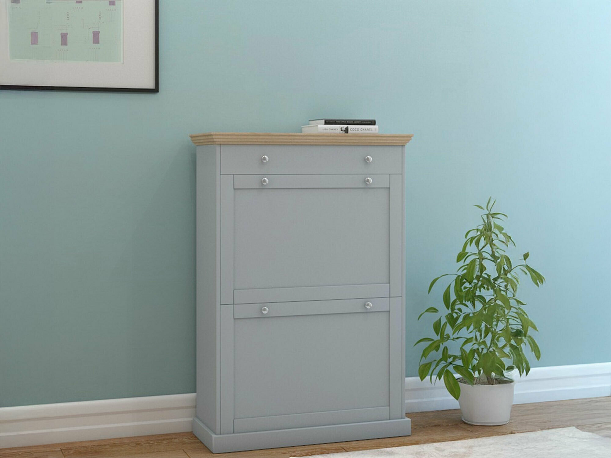 Sapateira Lirveri 105 (Cinzento + Carvalho claro)