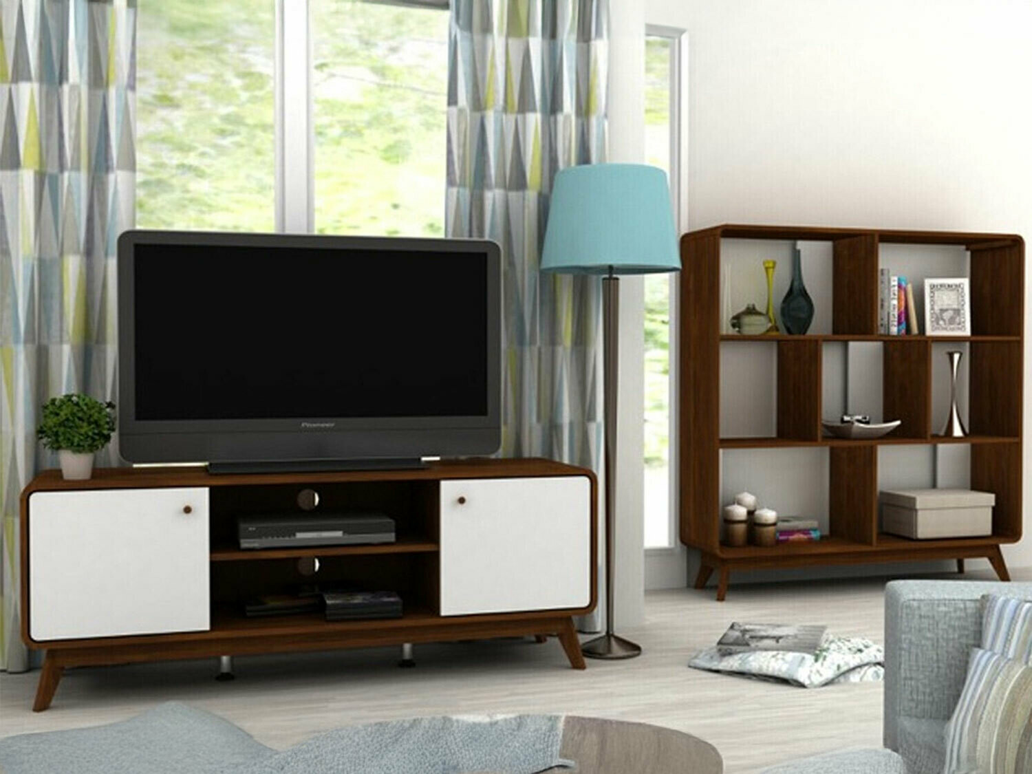 Conjunto para sala de estar Elbtena 113 (Nogueira + Branco)