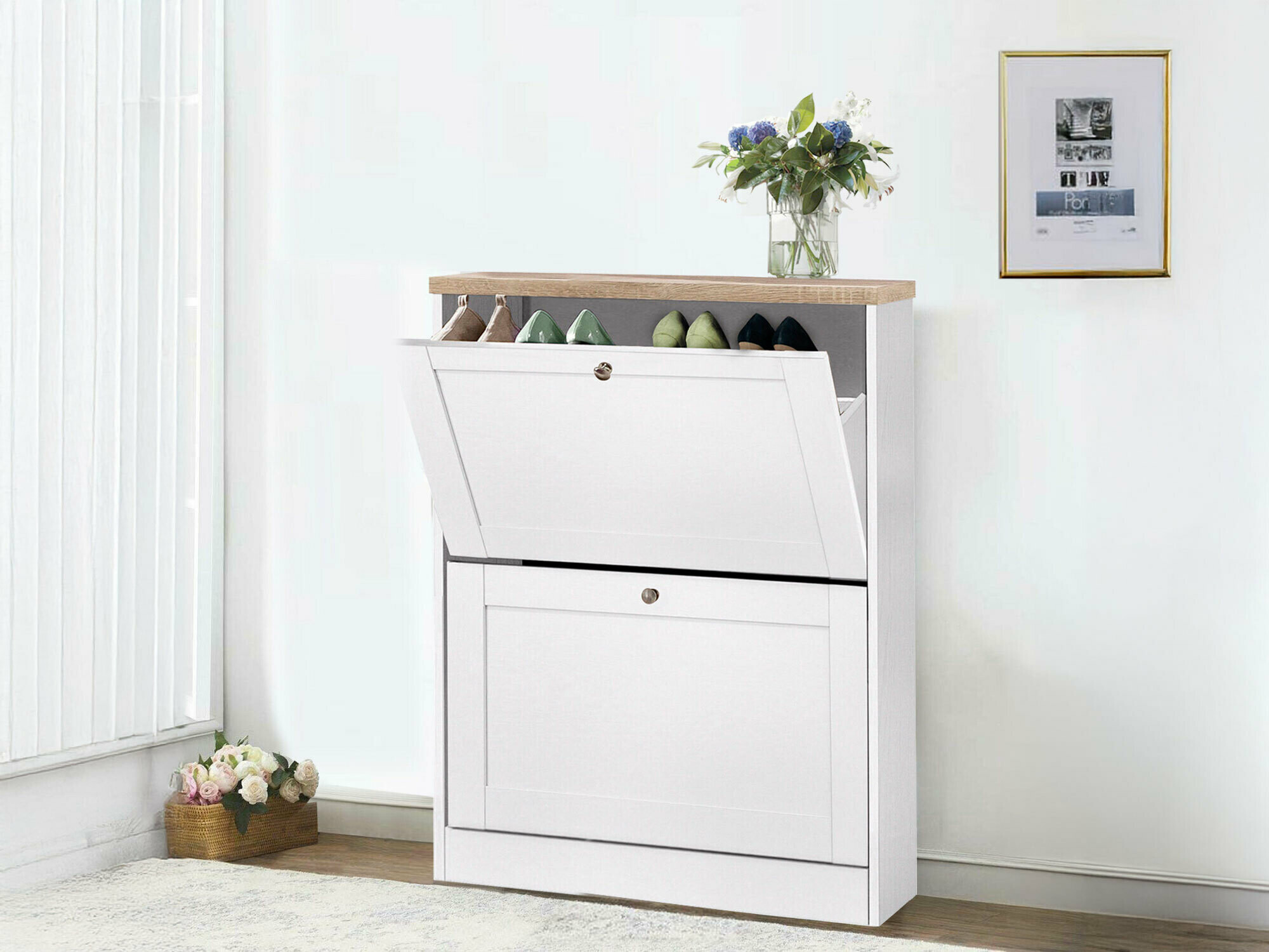 Sapateira Cirtene 100 (Branco + Carvalho)