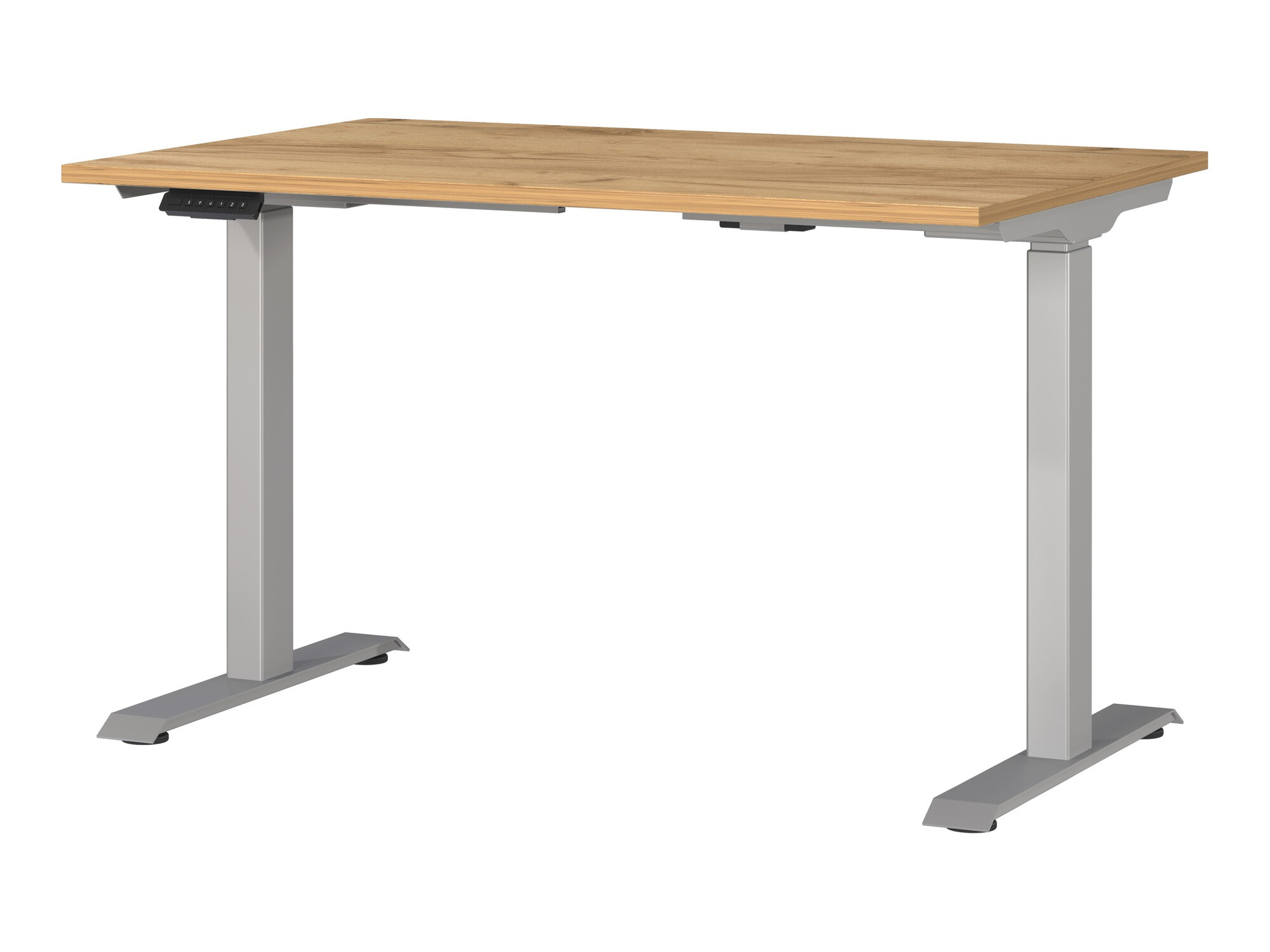 Secretária de trabalho com altura ajustável Sacramento 417 (Navarra carvalho + Prateado)