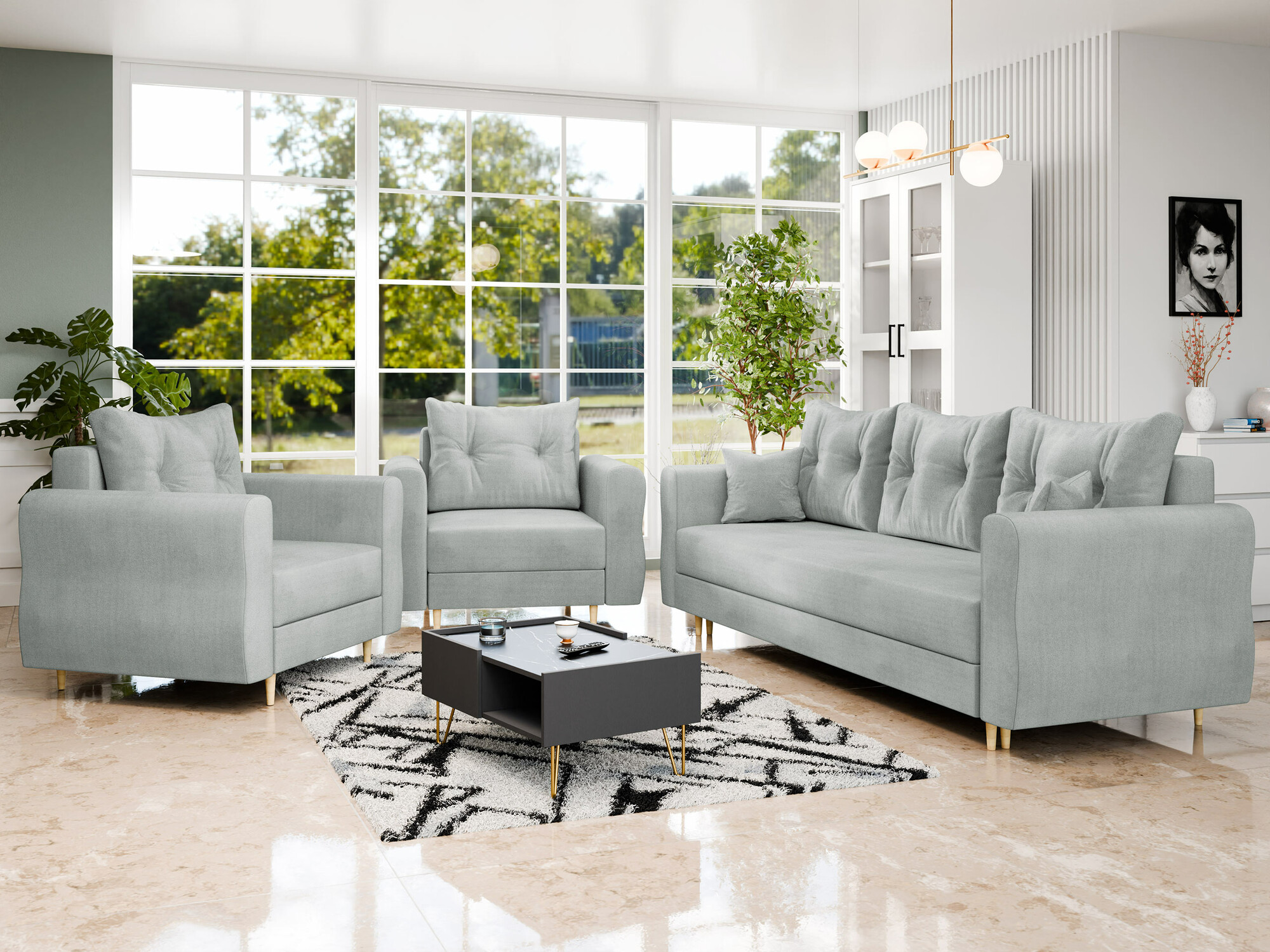 Conjunto de mobiliário com estofo Veldala 106 (Manila 14)