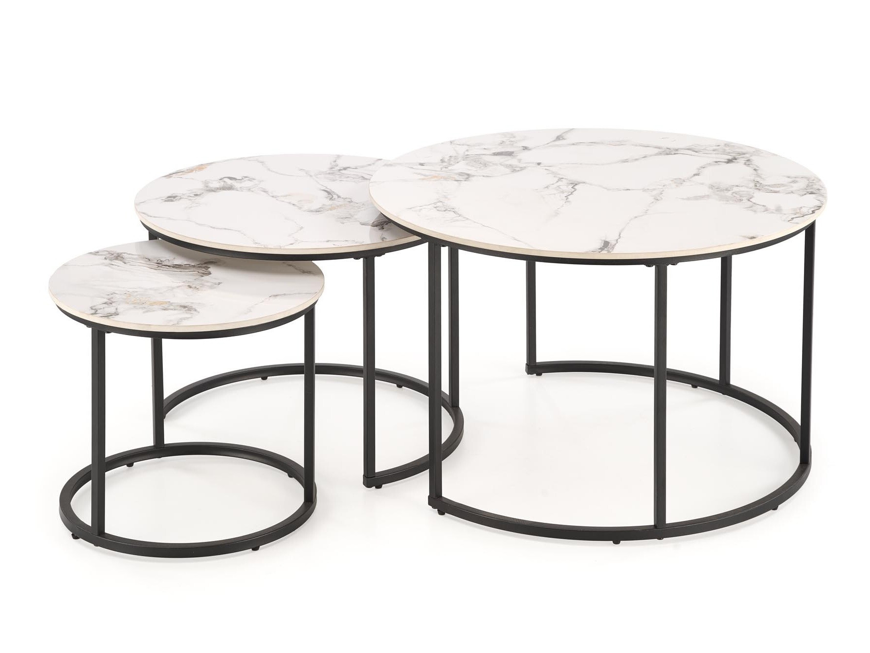 Conjunto de mesa de centro Houston 1884 (Preto + Marmore branco)