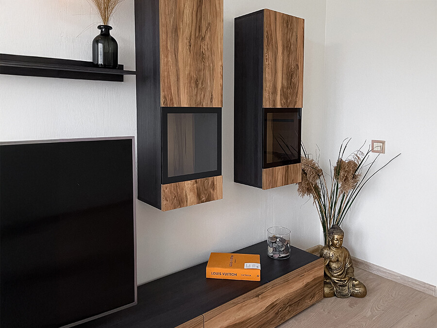 Conjunto para sala de estar Serodeu 100 (Noz + Castanho escuro)