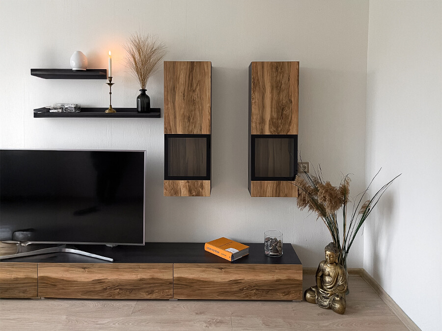 Conjunto para sala de estar Serodeu 100 (Noz + Castanho escuro)