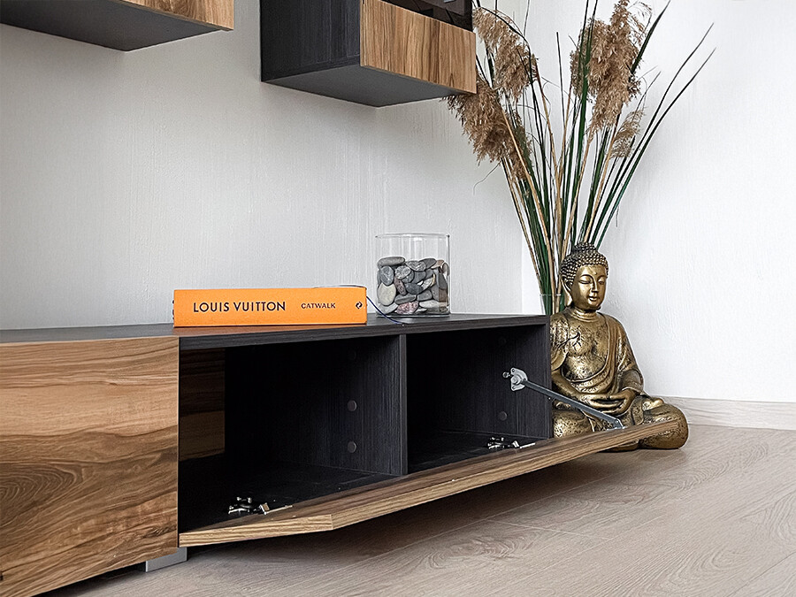 Conjunto para sala de estar Serodeu 100 (Noz + Castanho escuro)