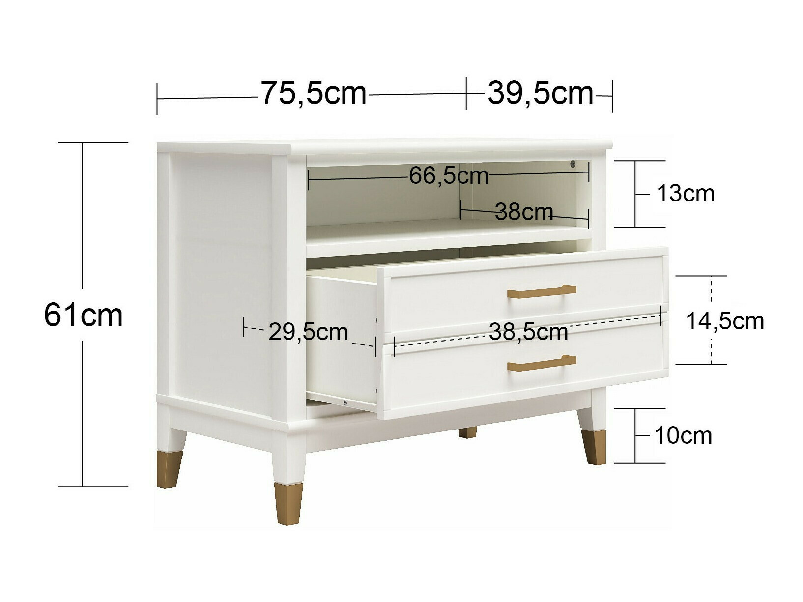 Mesa de cabeceira CosmoLiving by Cosmopolitan Belromu 107 (Branco)