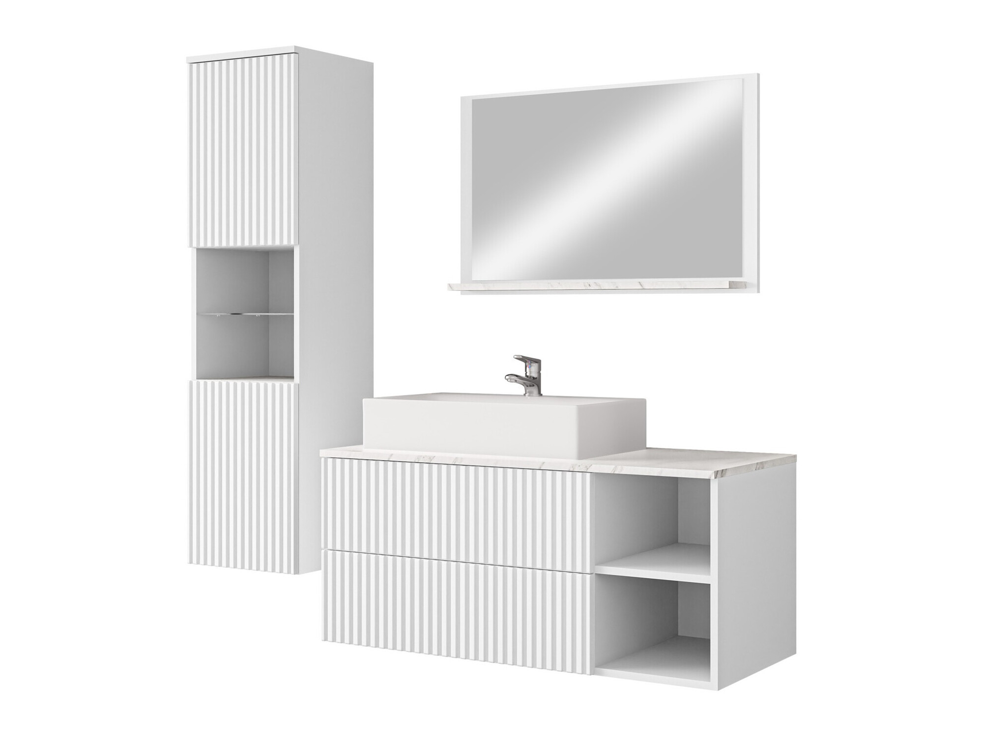 Conjunto para casa de banho Nauta I (Branco + Marmore branco)