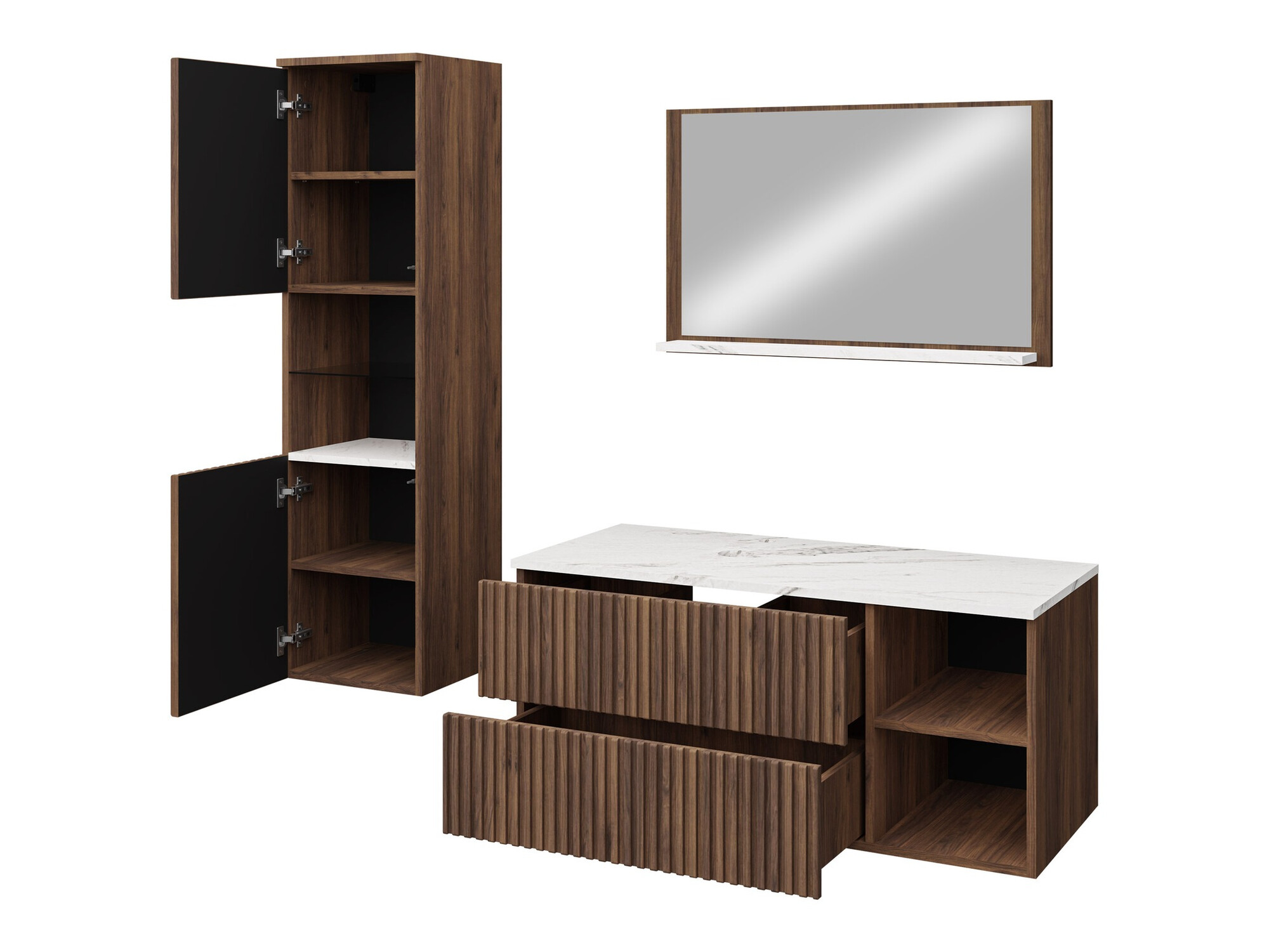 Conjunto para casa de banho Nauta I (Preto + Mármore preto)