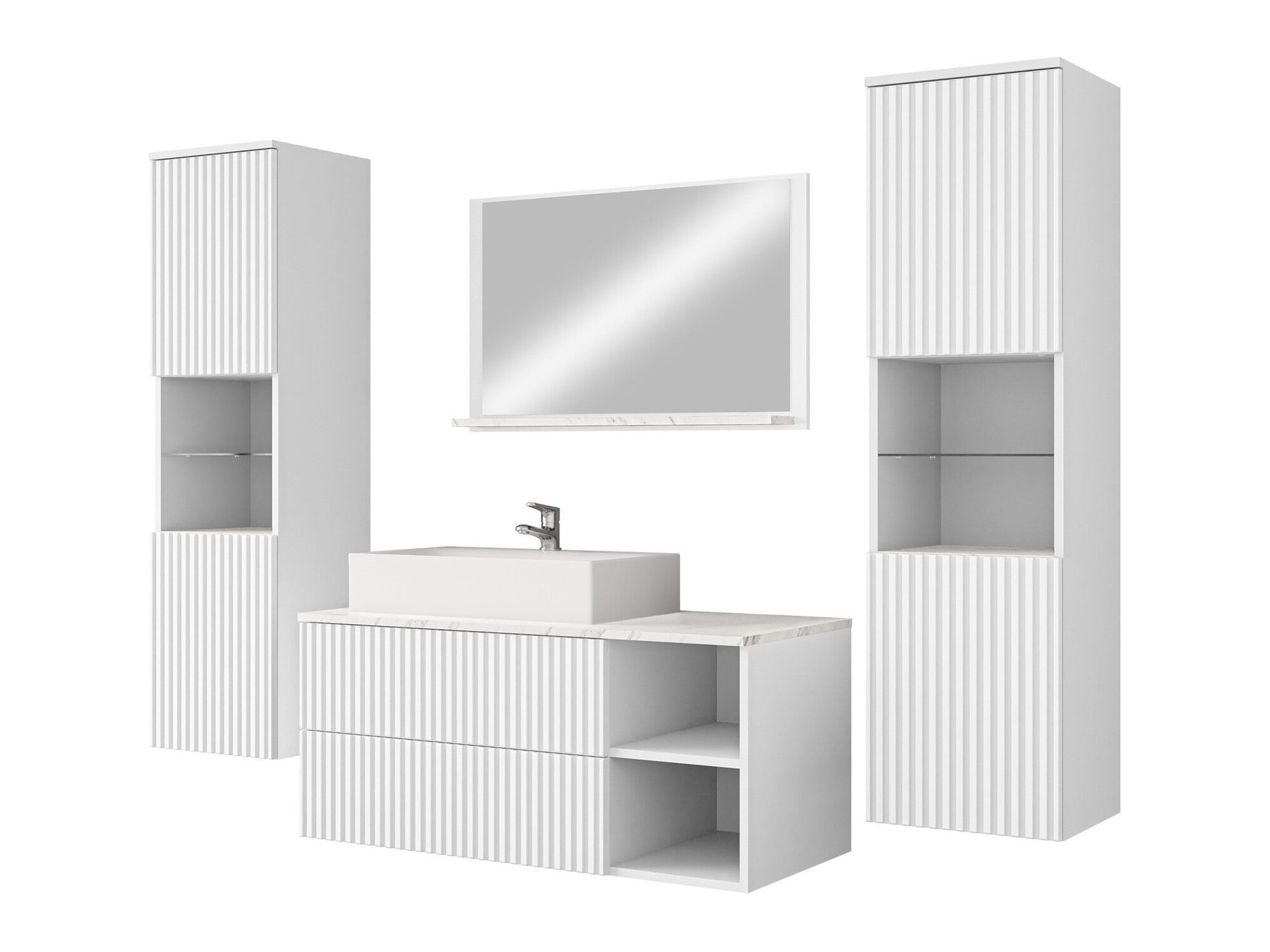 Conjunto para casa de banho Nauta II (Branco + Marmore branco)