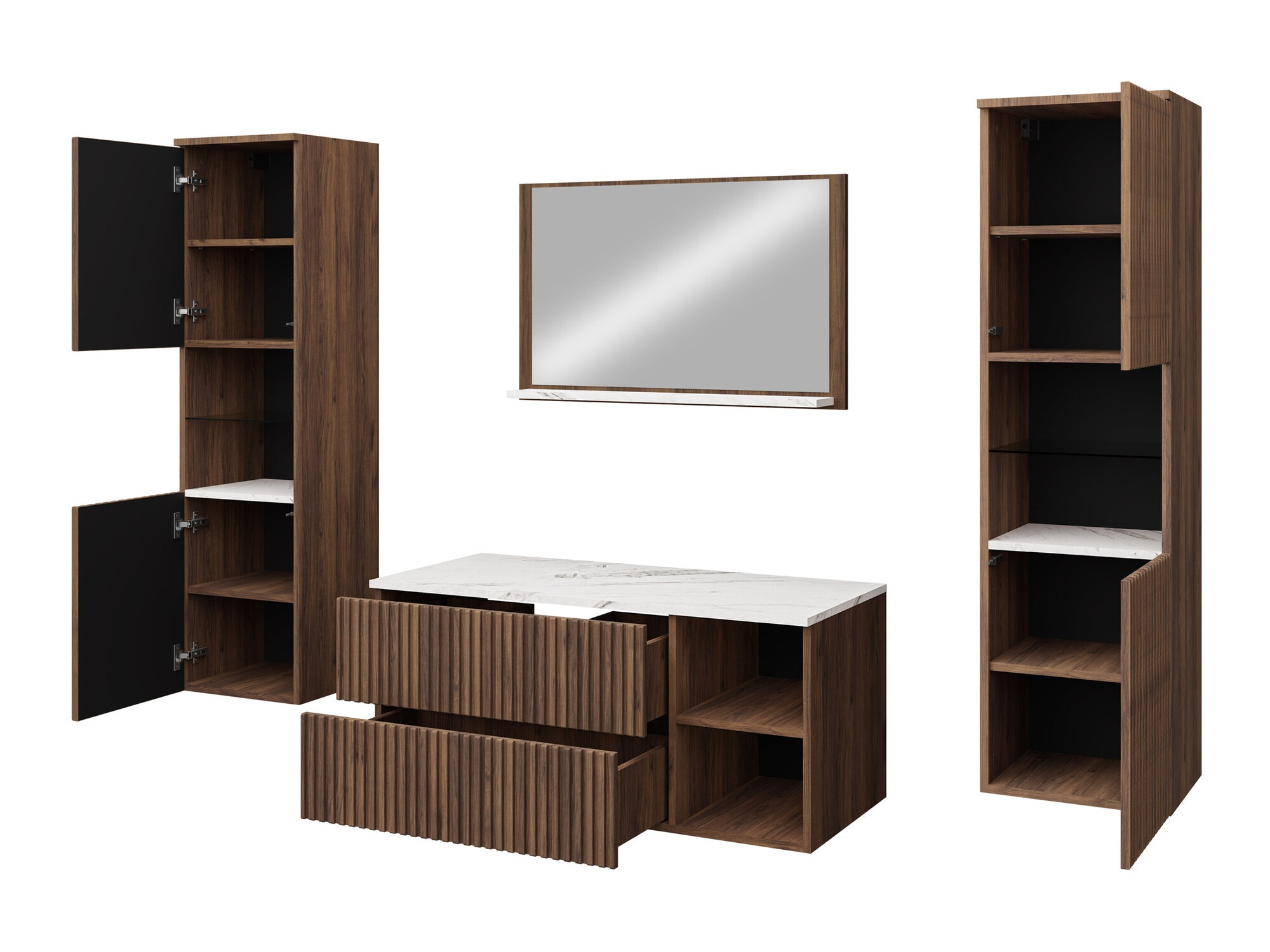 Conjunto para casa de banho Nauta II (Preto + Mármore preto)